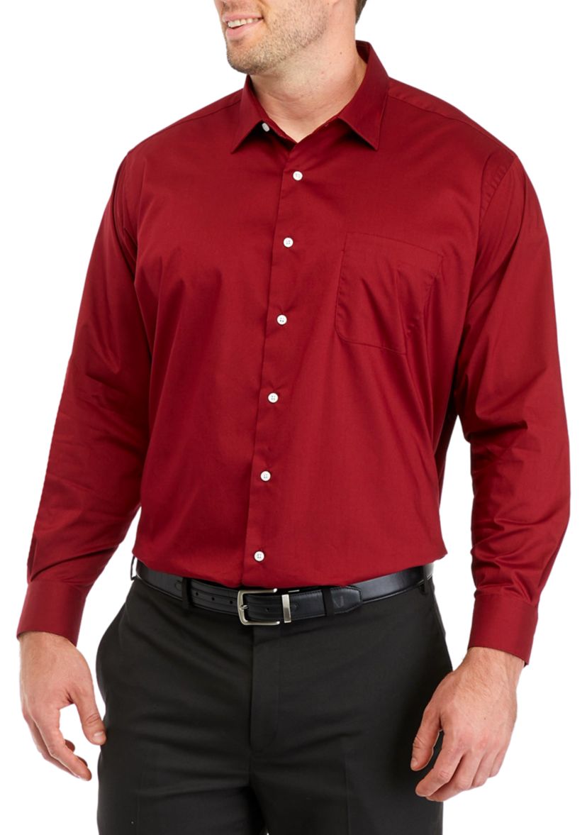 Mens Big Solid Shirt and Paisley Tie Set