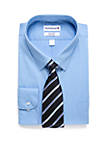 Big & Tall Allover Stretch Dress Shirt and Tie