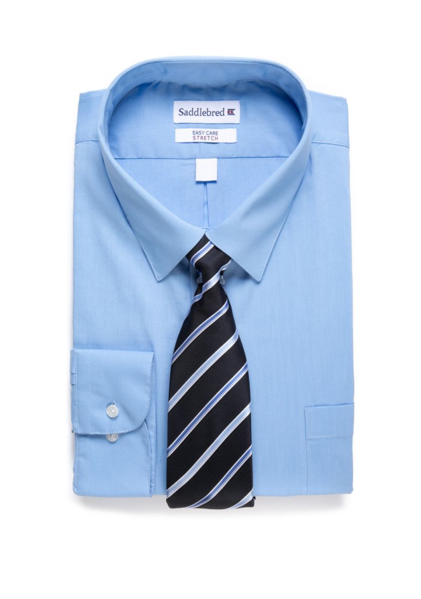 Big & Tall Allover Stretch Dress Shirt and Tie