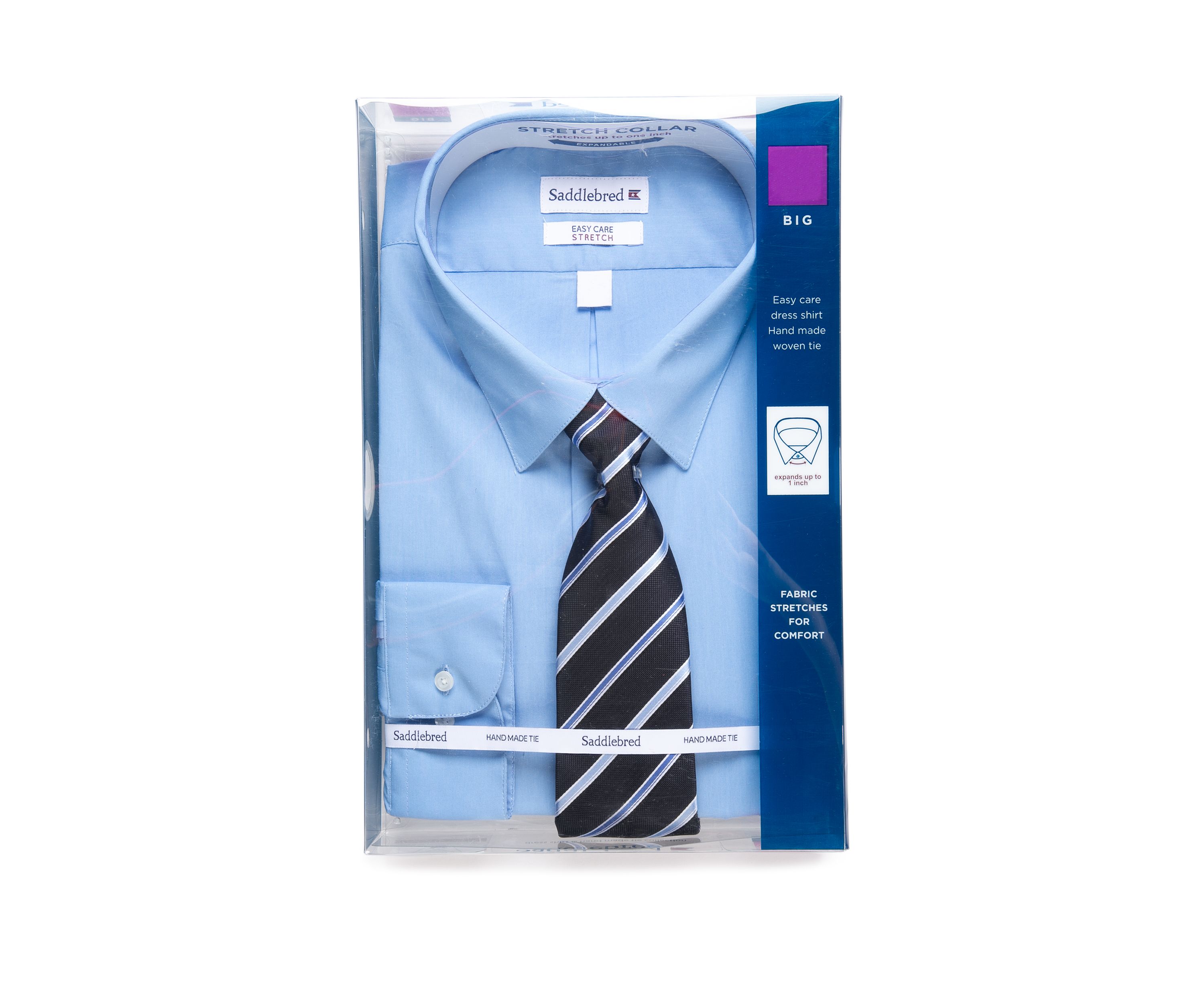 Big & Tall Allover Stretch Dress Shirt and Tie