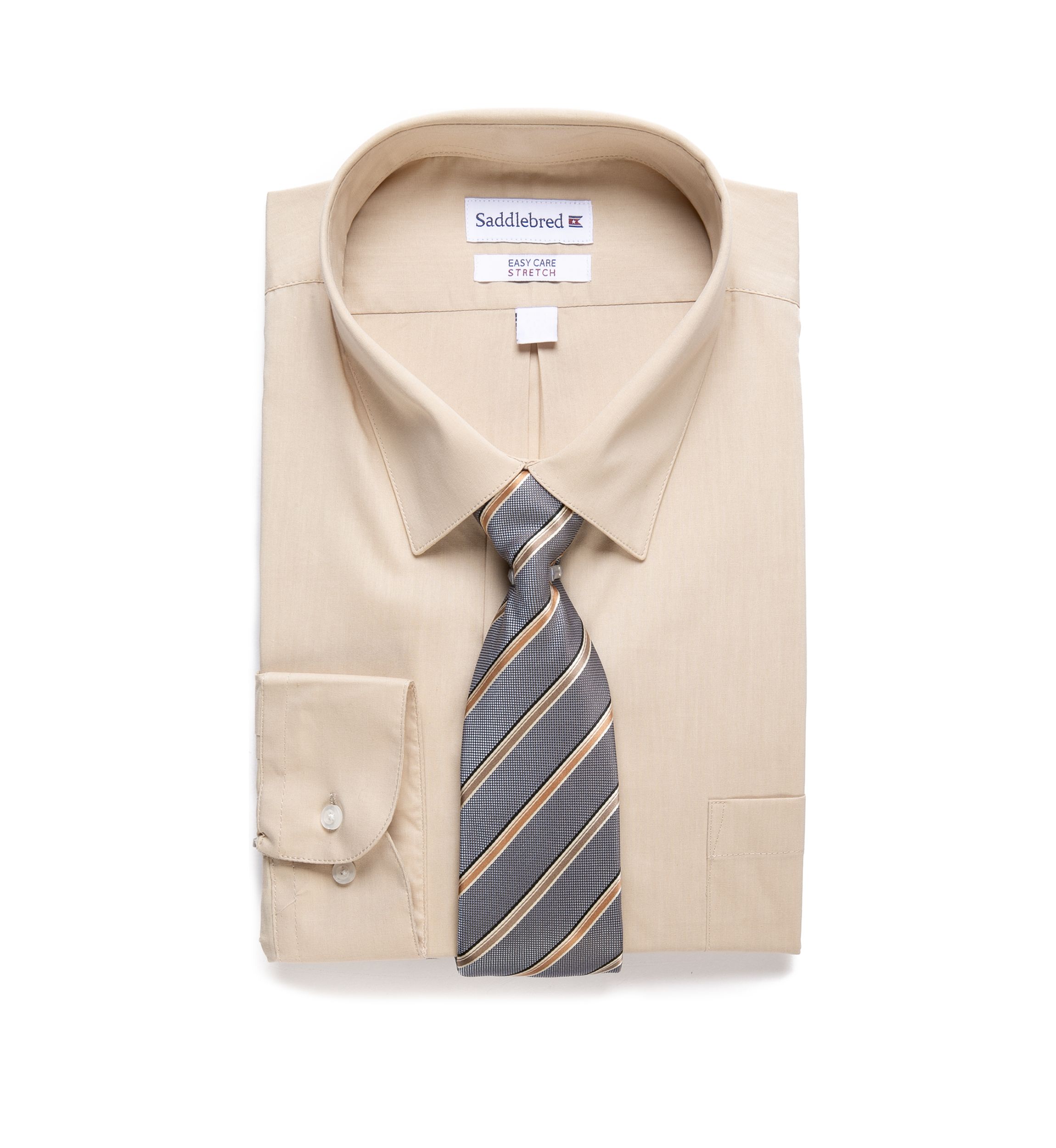 Big & Tall Allover Stretch Dress Shirt and Tie