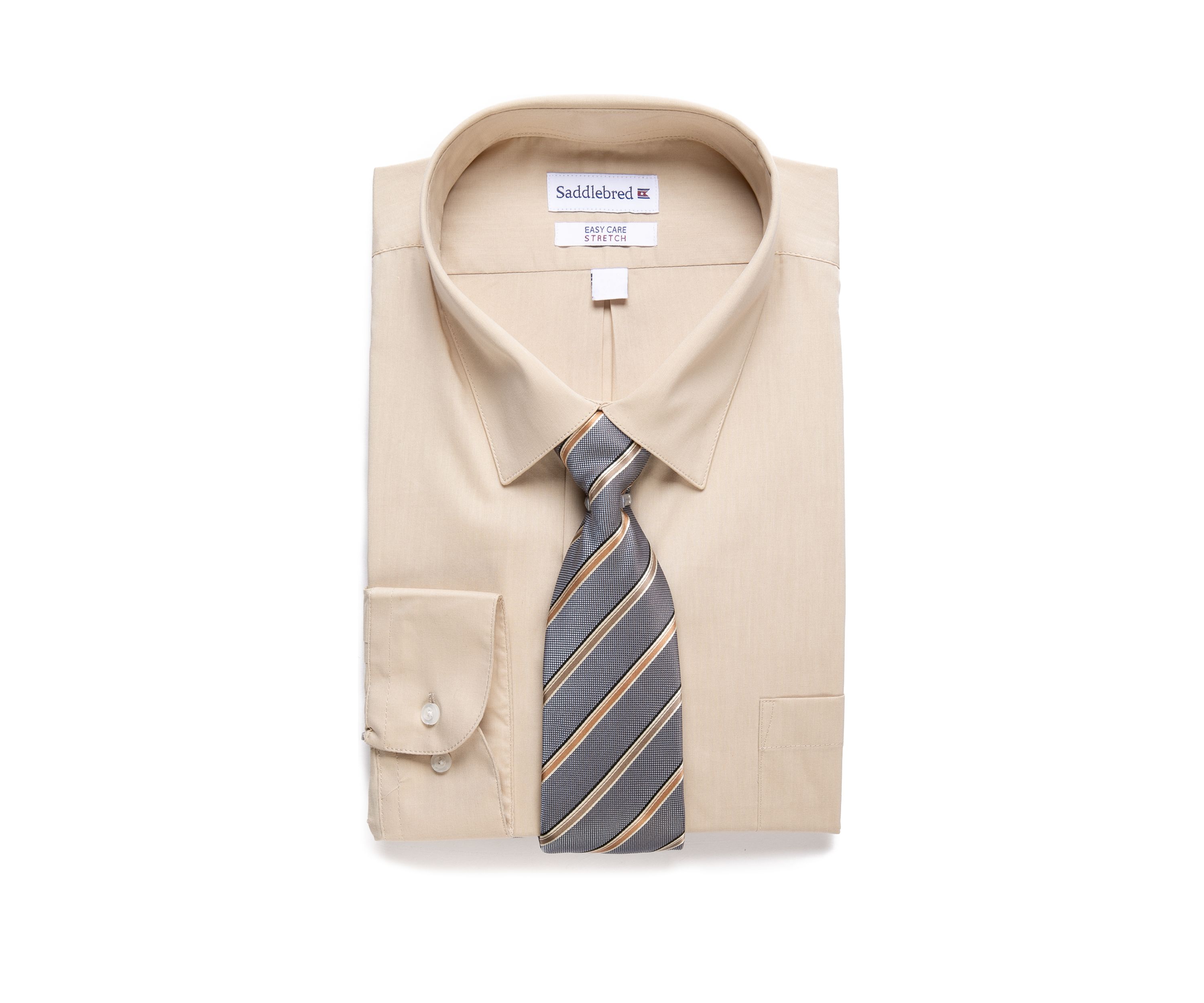 Big & Tall Allover Stretch Dress Shirt and Tie