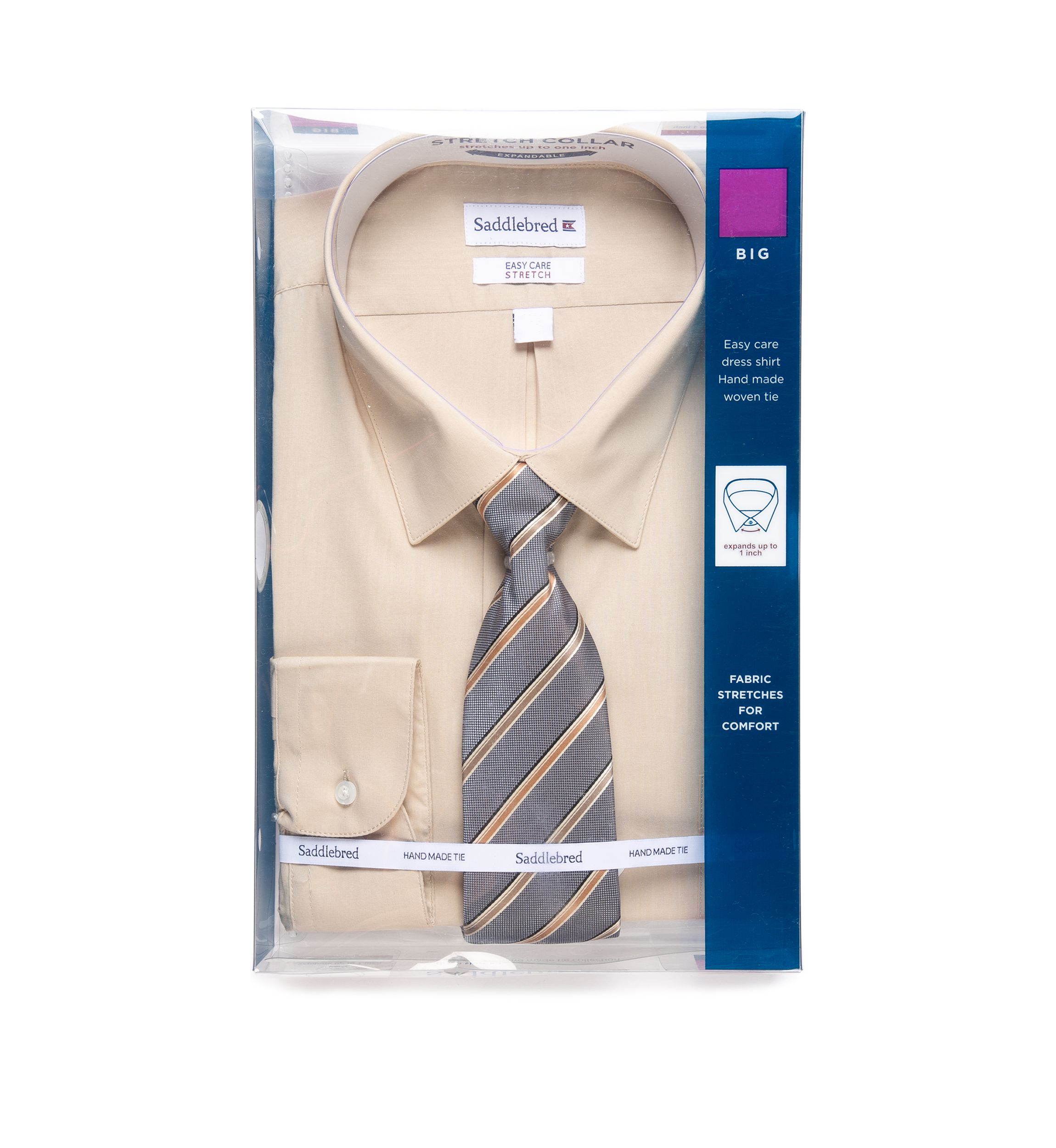 Big & Tall Allover Stretch Dress Shirt and Tie