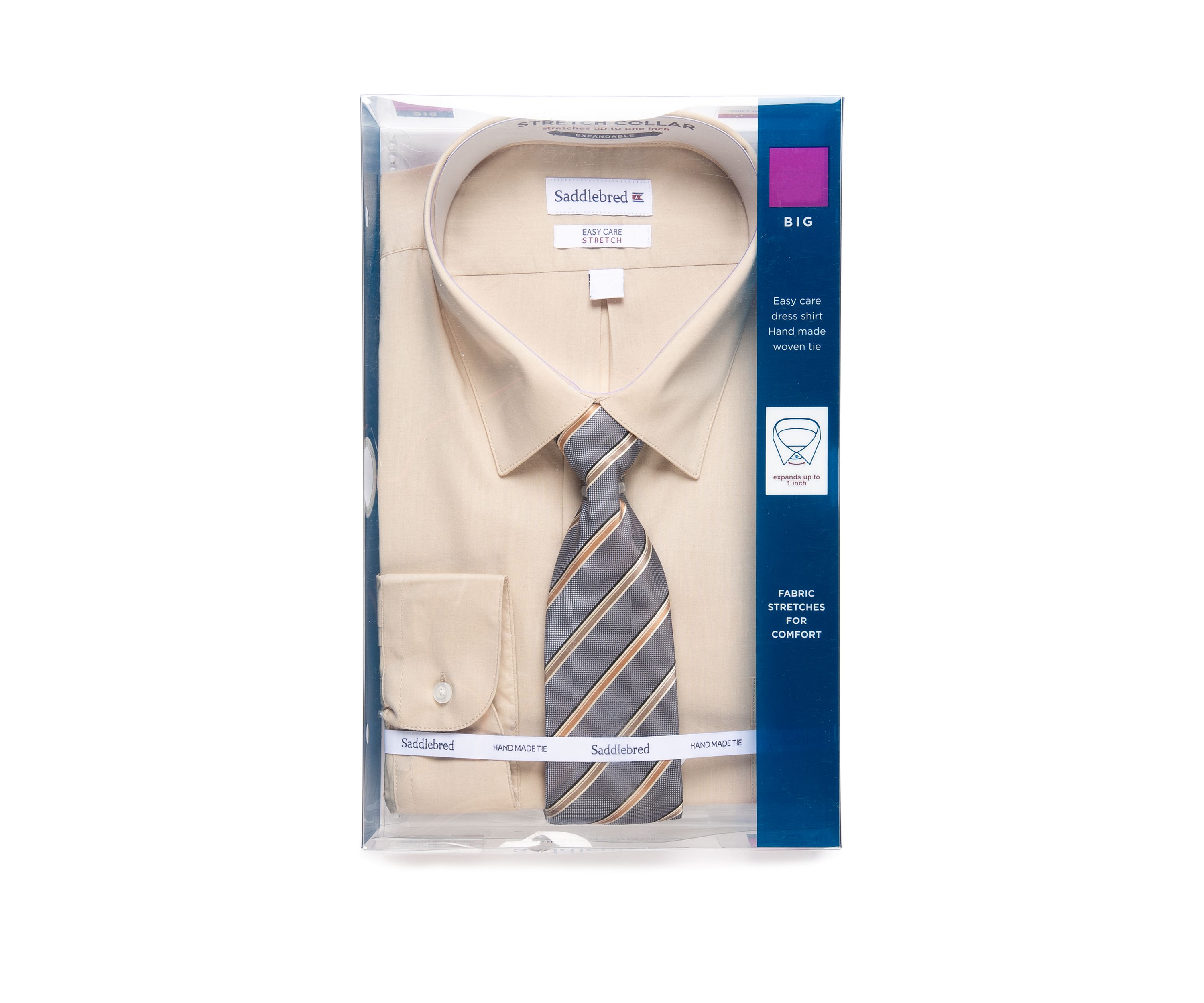 Big & Tall Allover Stretch Dress Shirt and Tie