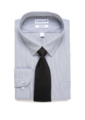 Saddlebred Men's Big & Tall Allover Stretch Dress Shirt and Tie