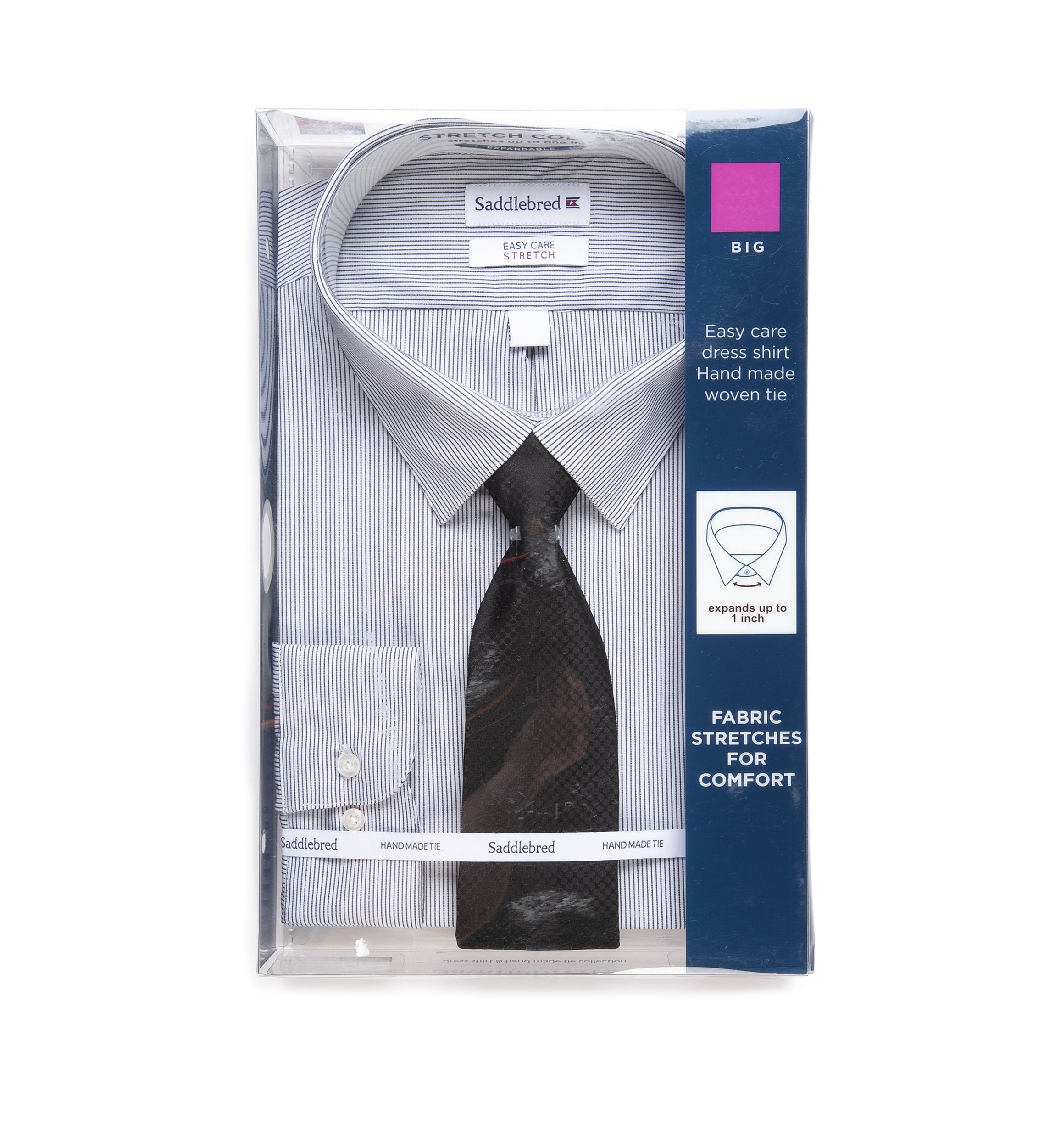 Big & Tall Allover Stretch Dress Shirt and Tie
