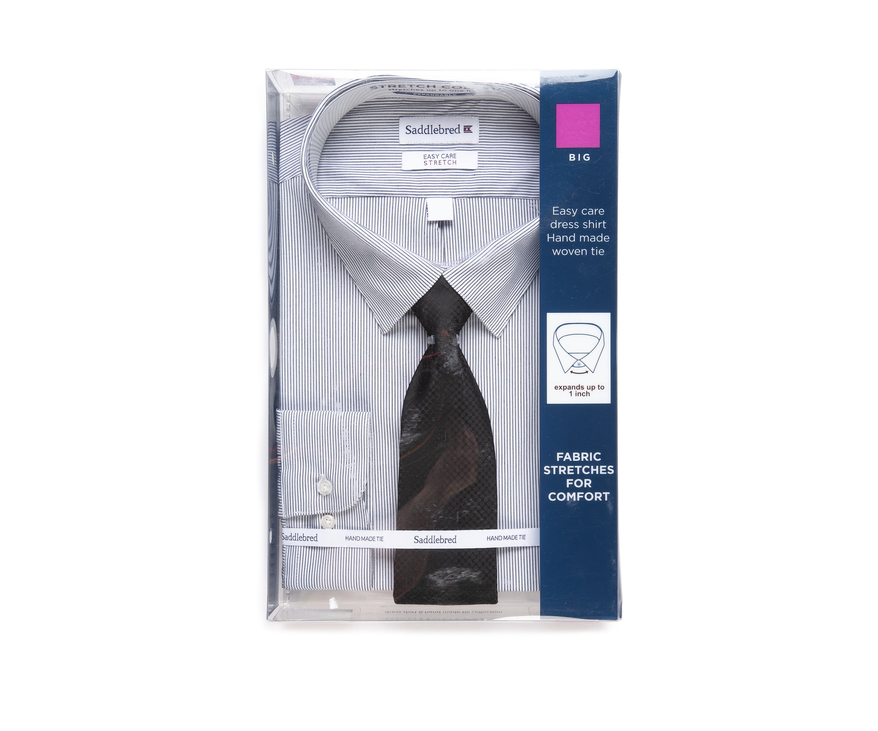Big & Tall Allover Stretch Dress Shirt and Tie