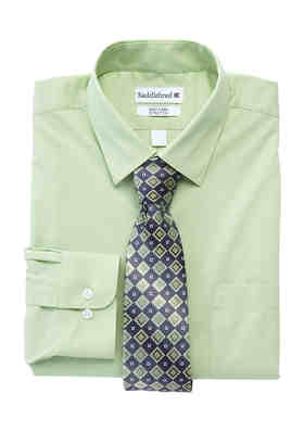 New Croft & Barrow Men's Beige Dress Shirt Hand Crafted Tie Set SIze XL MSRP $50