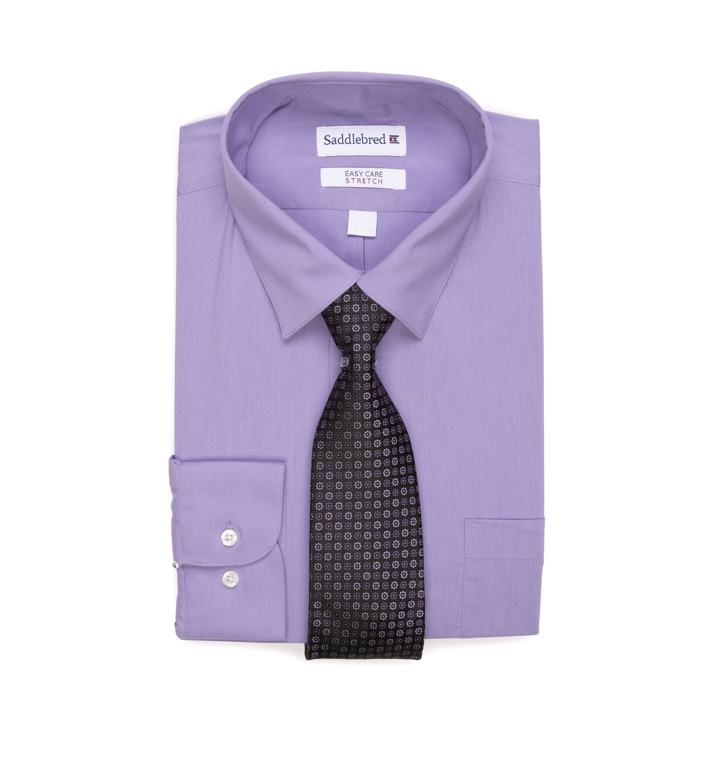 2 Piece Stretch Point Collar Dress Shirt and Tie Set