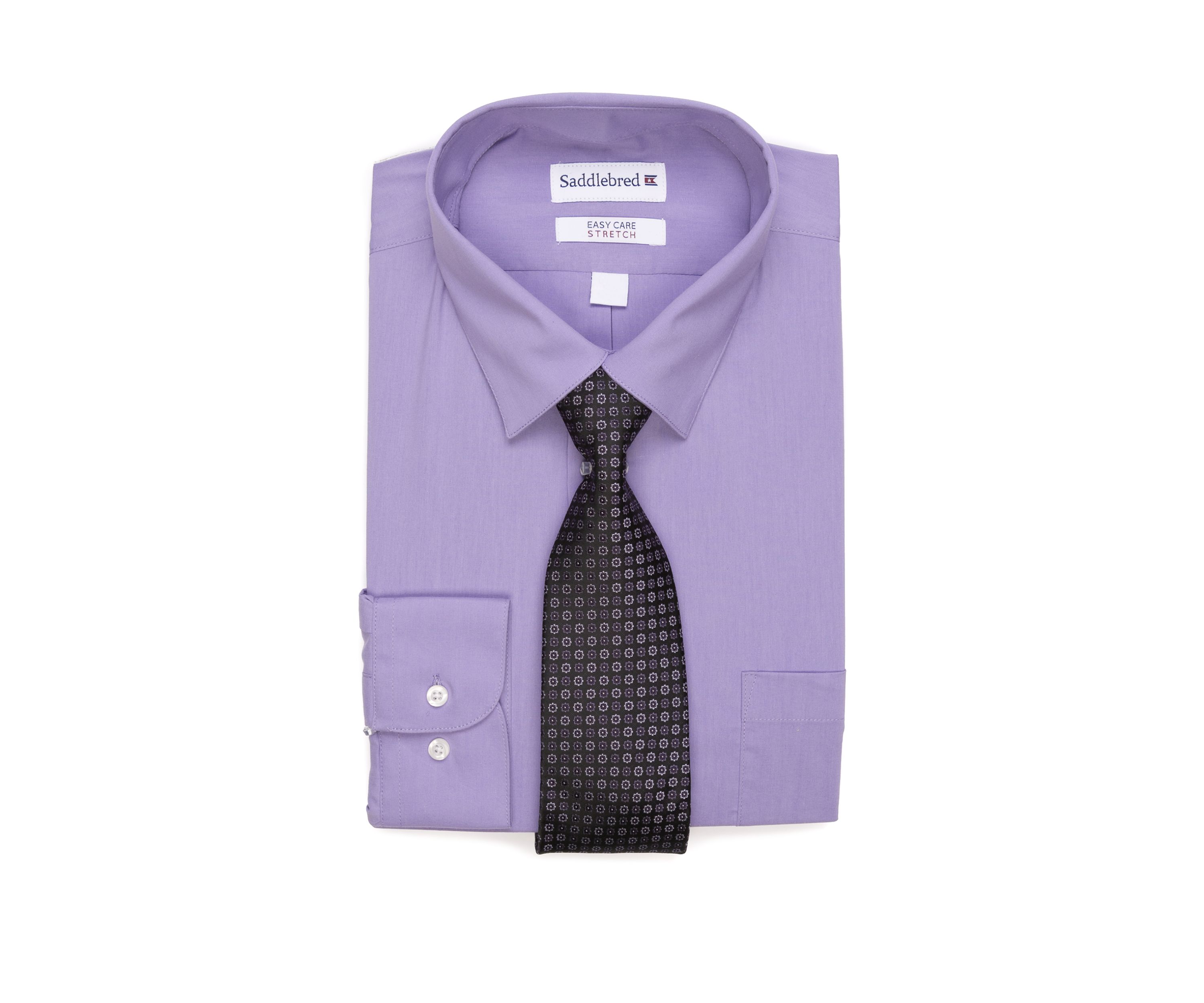 2 Piece Stretch Point Collar Dress Shirt and Tie Set