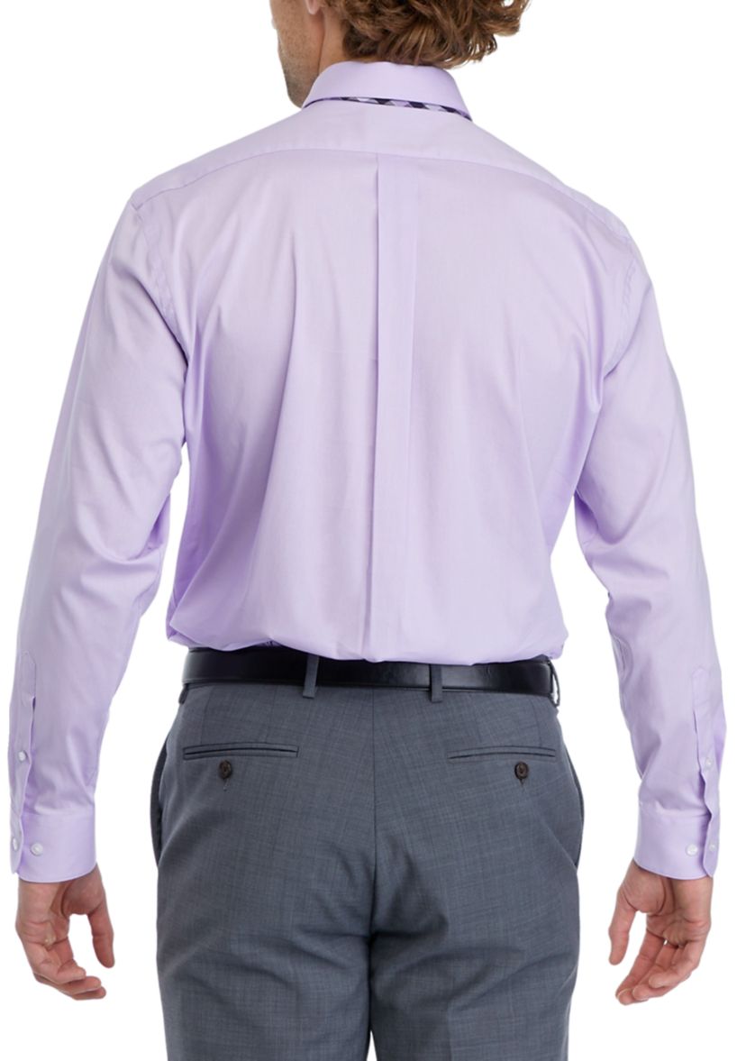 Stretch Solid Dress Shirt and Tie Set