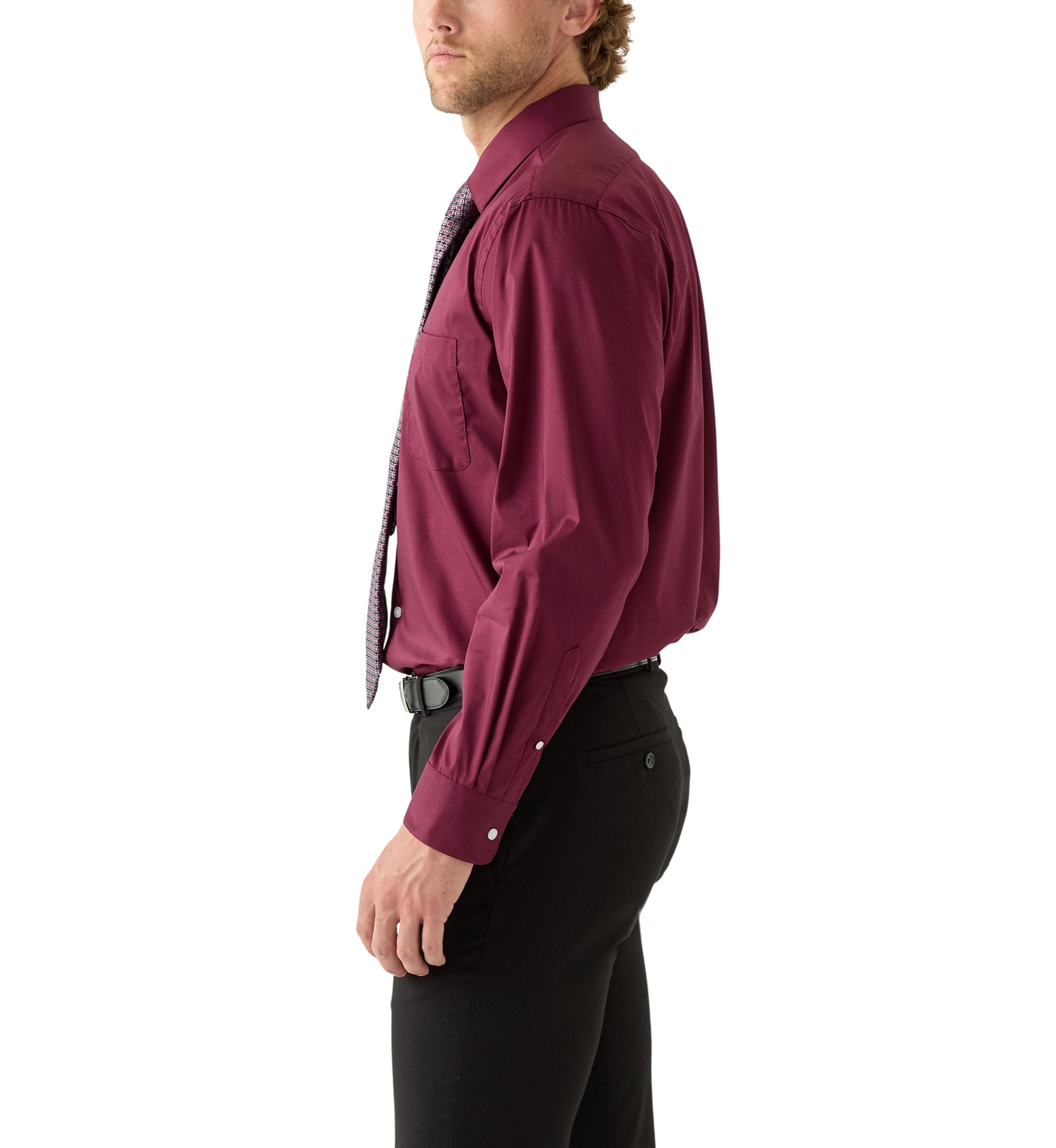 Solid Dress Shirt and Printed Tie Set 