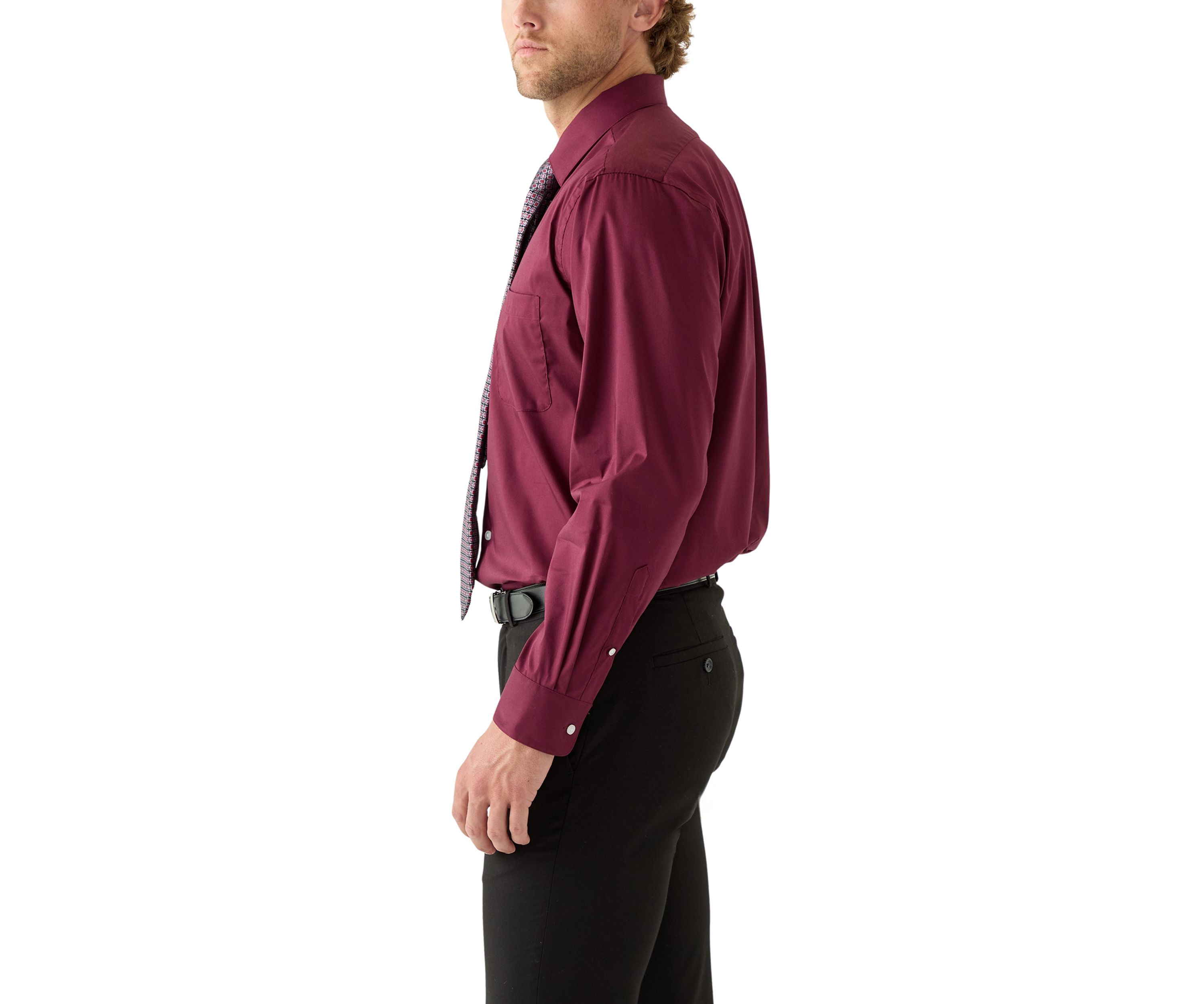 Solid Dress Shirt and Printed Tie Set 