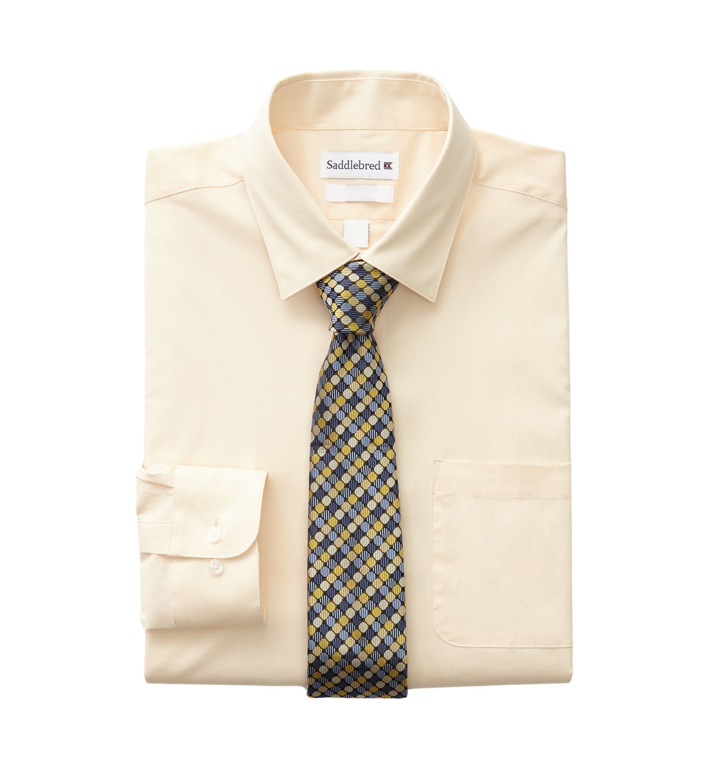 Stretch Solid Dress Shirt with Tie