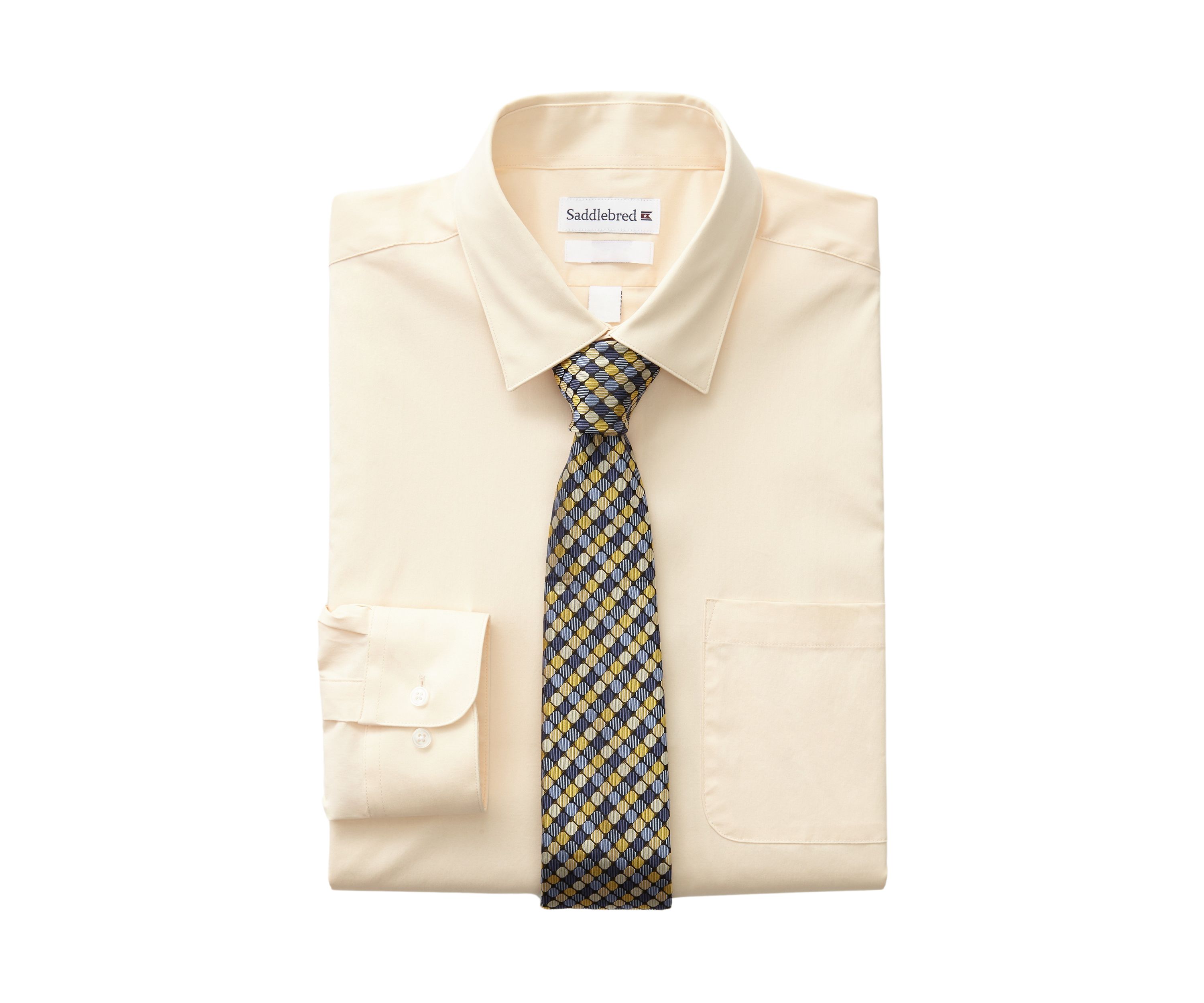 Stretch Solid Dress Shirt with Tie