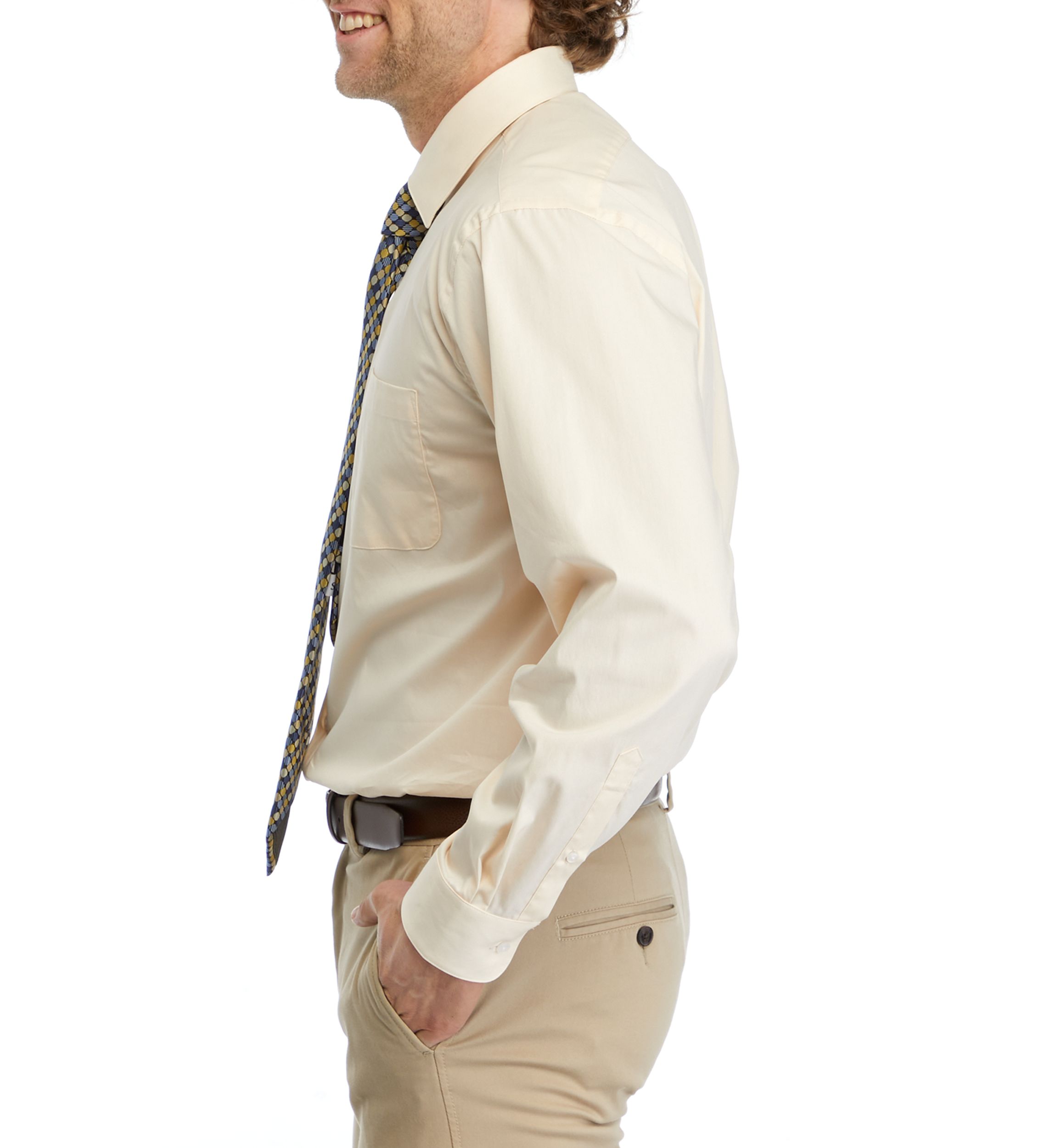 Stretch Solid Dress Shirt with Tie