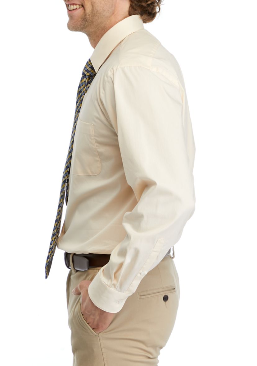 Stretch Solid Dress Shirt with Tie