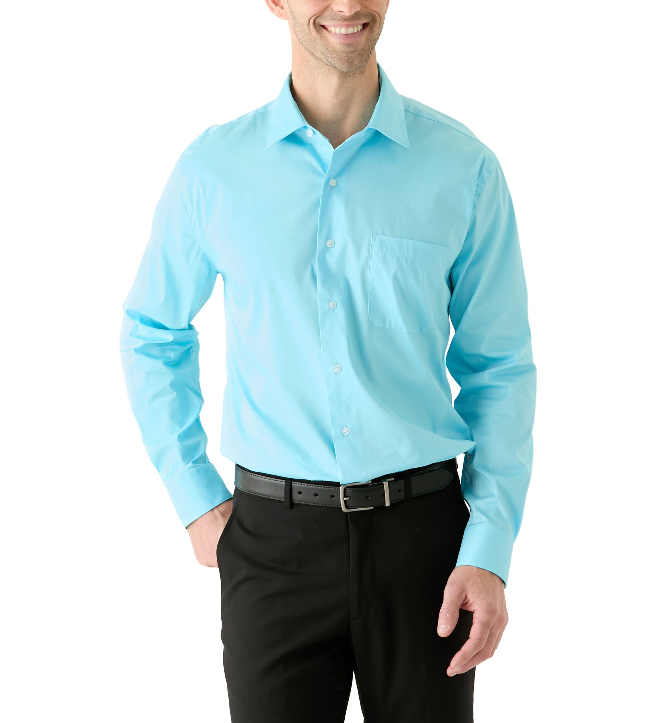 Solid Shirt and Plaid Tie Set