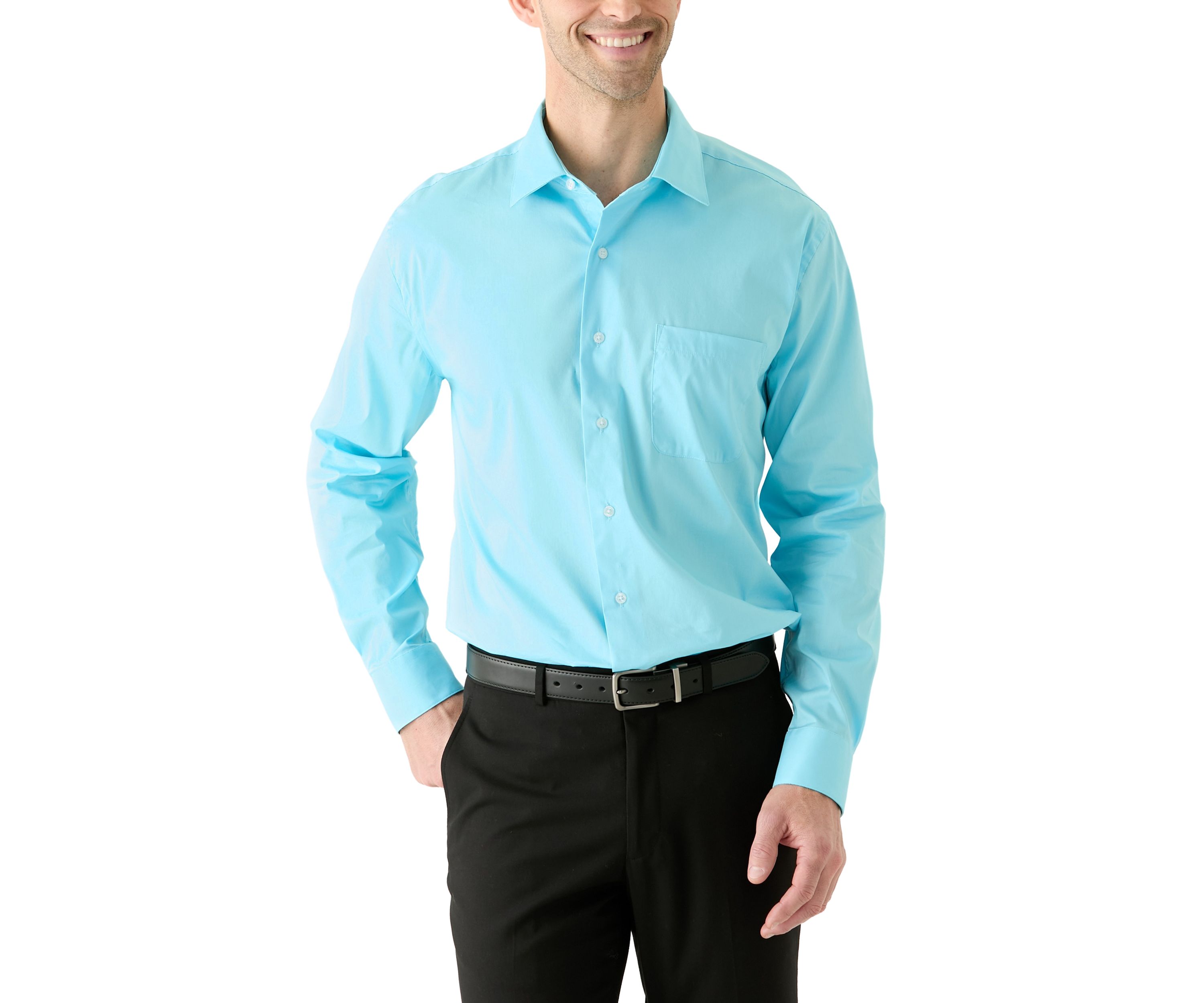 Solid Shirt and Plaid Tie Set