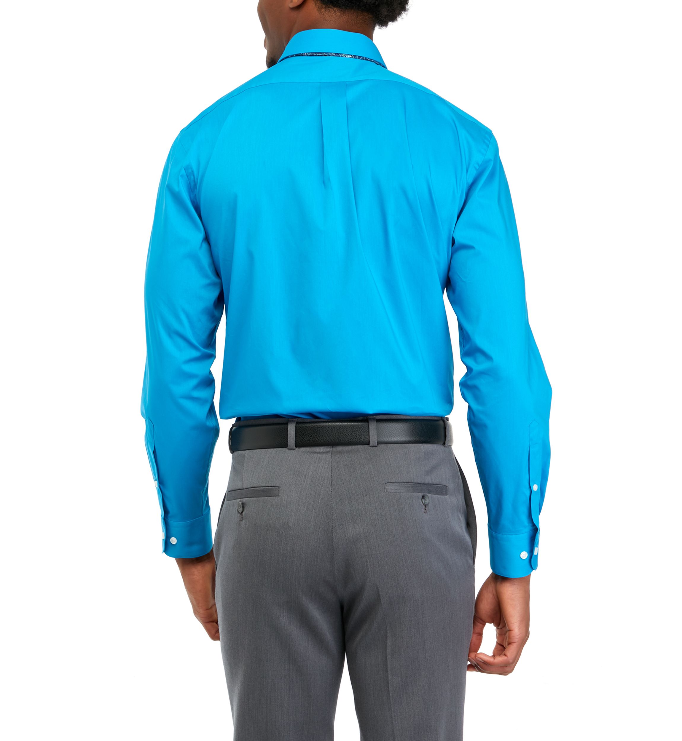 Stretch Solid Dress Shirt and Tie Set