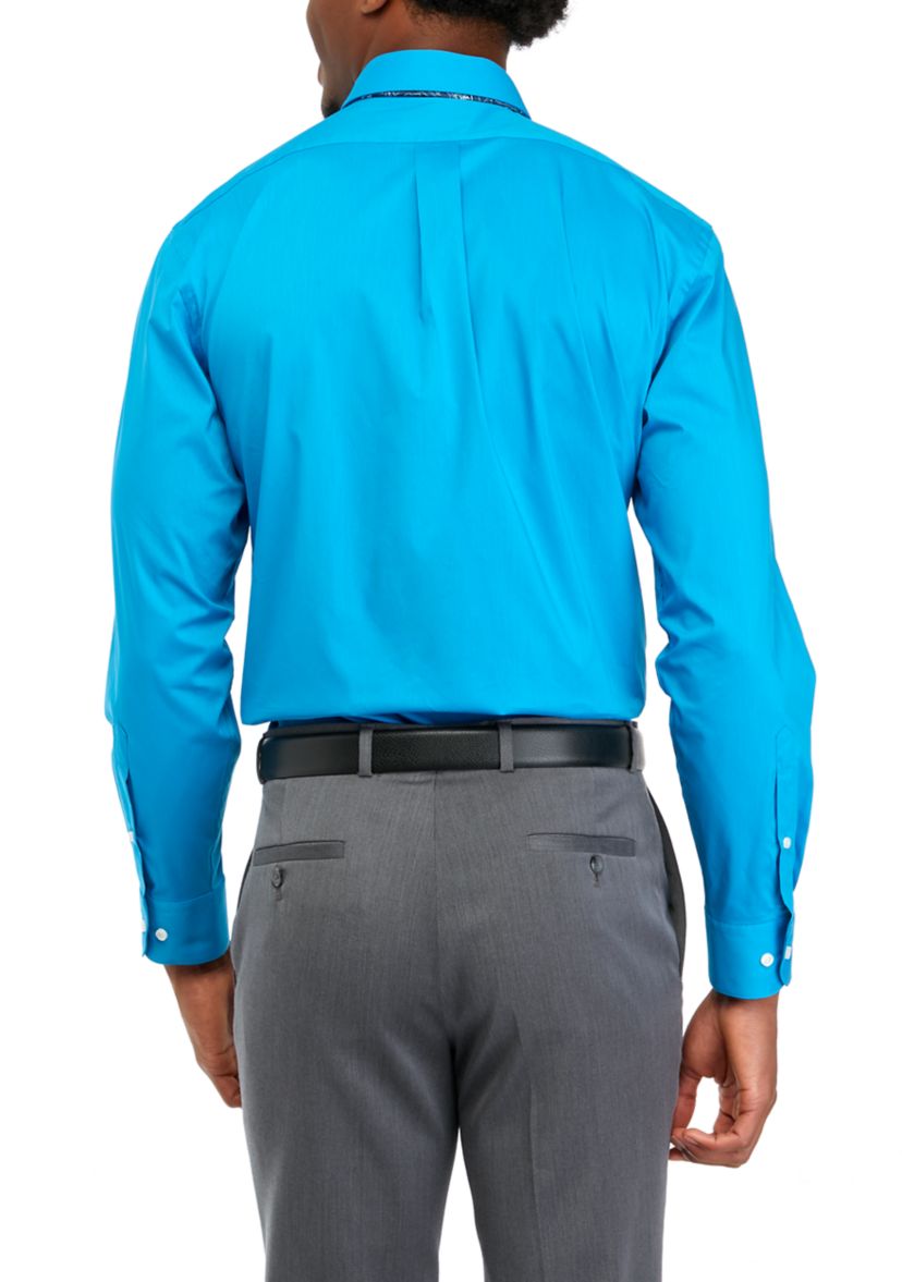 Stretch Solid Dress Shirt and Tie Set