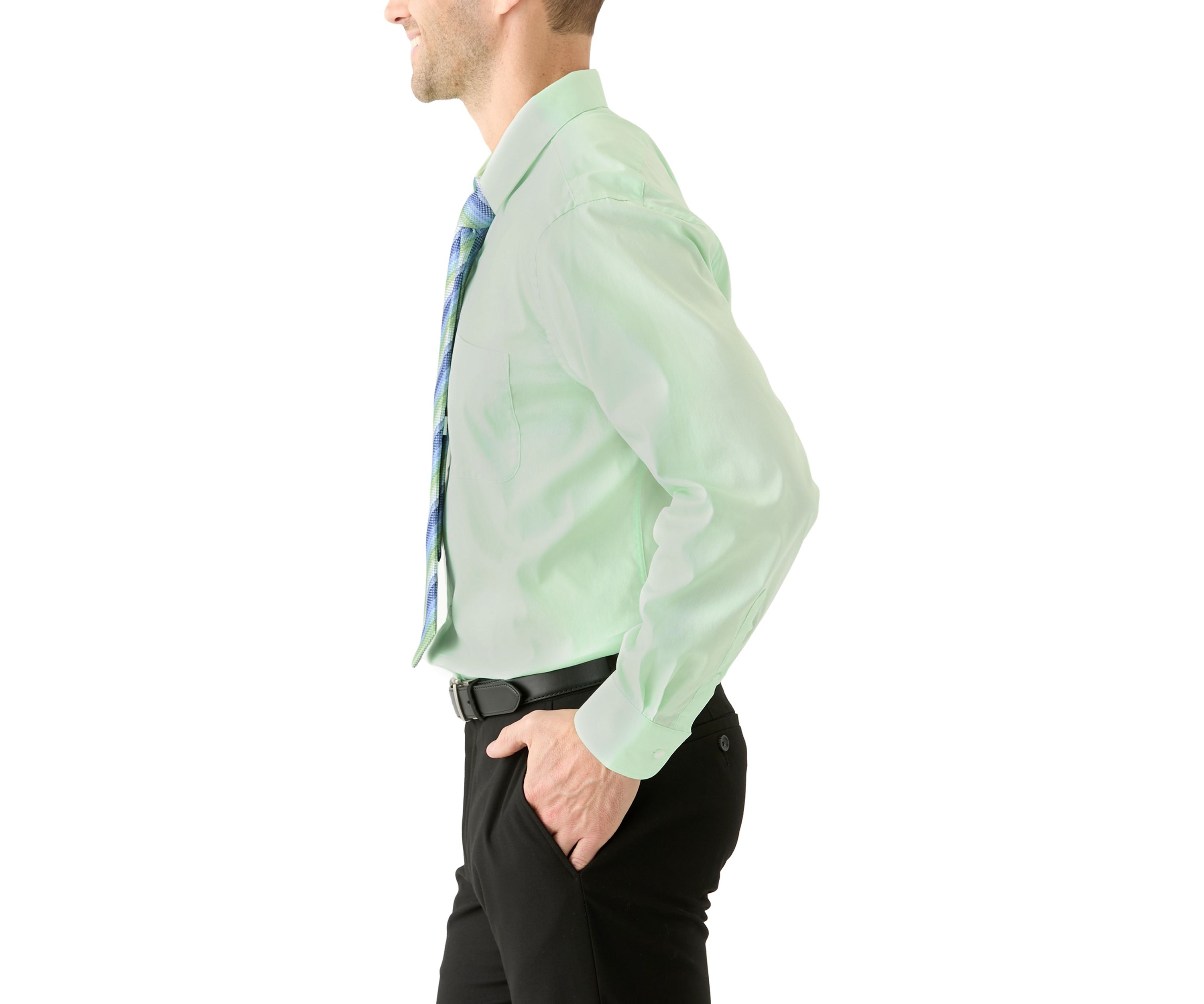 Solid Shirt and Striped Tie Set