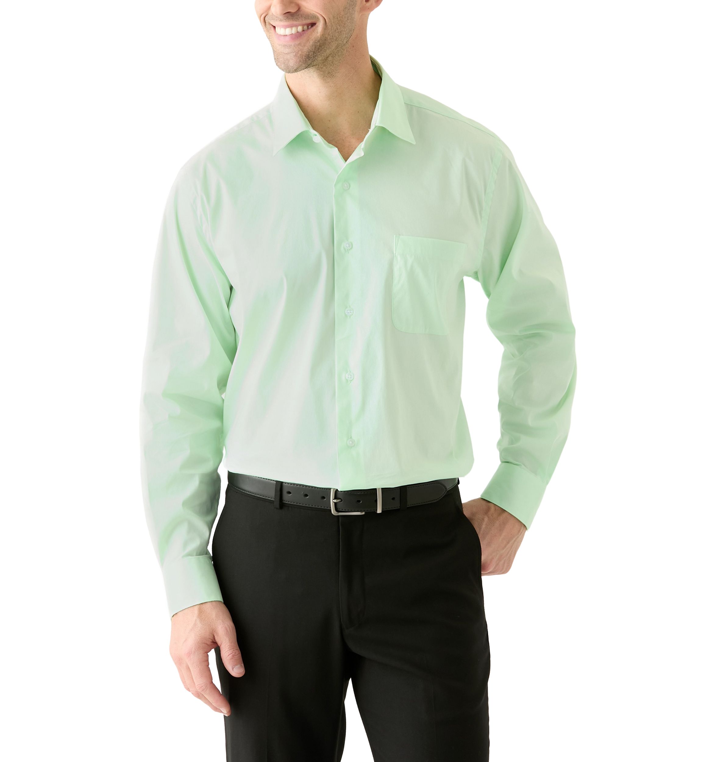 Solid Shirt and Striped Tie Set