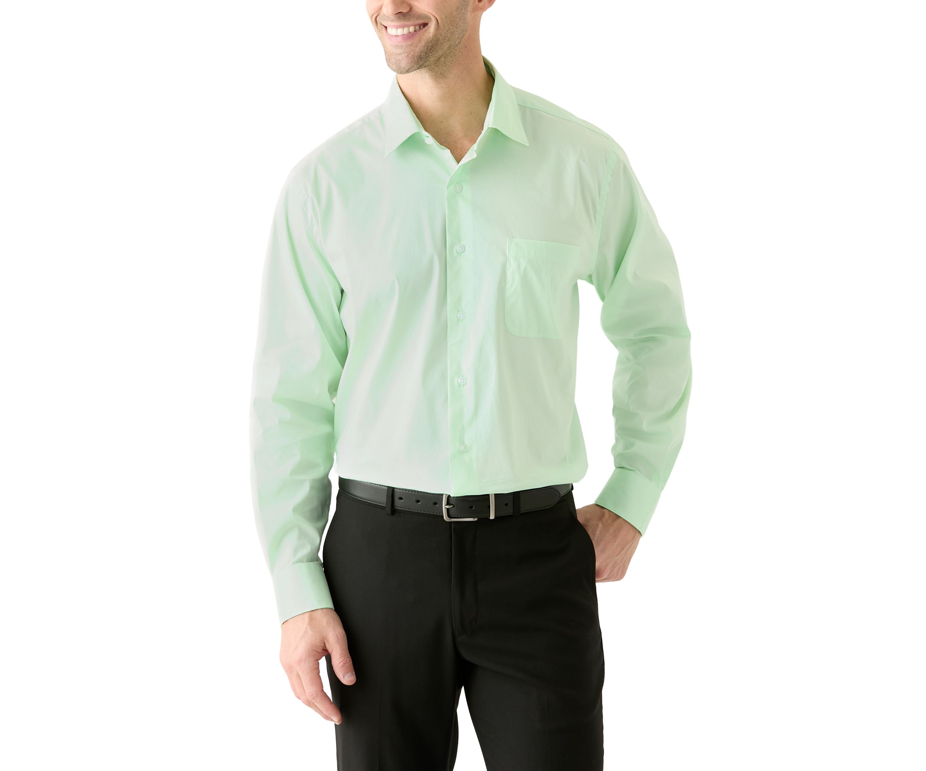 Solid Shirt and Striped Tie Set