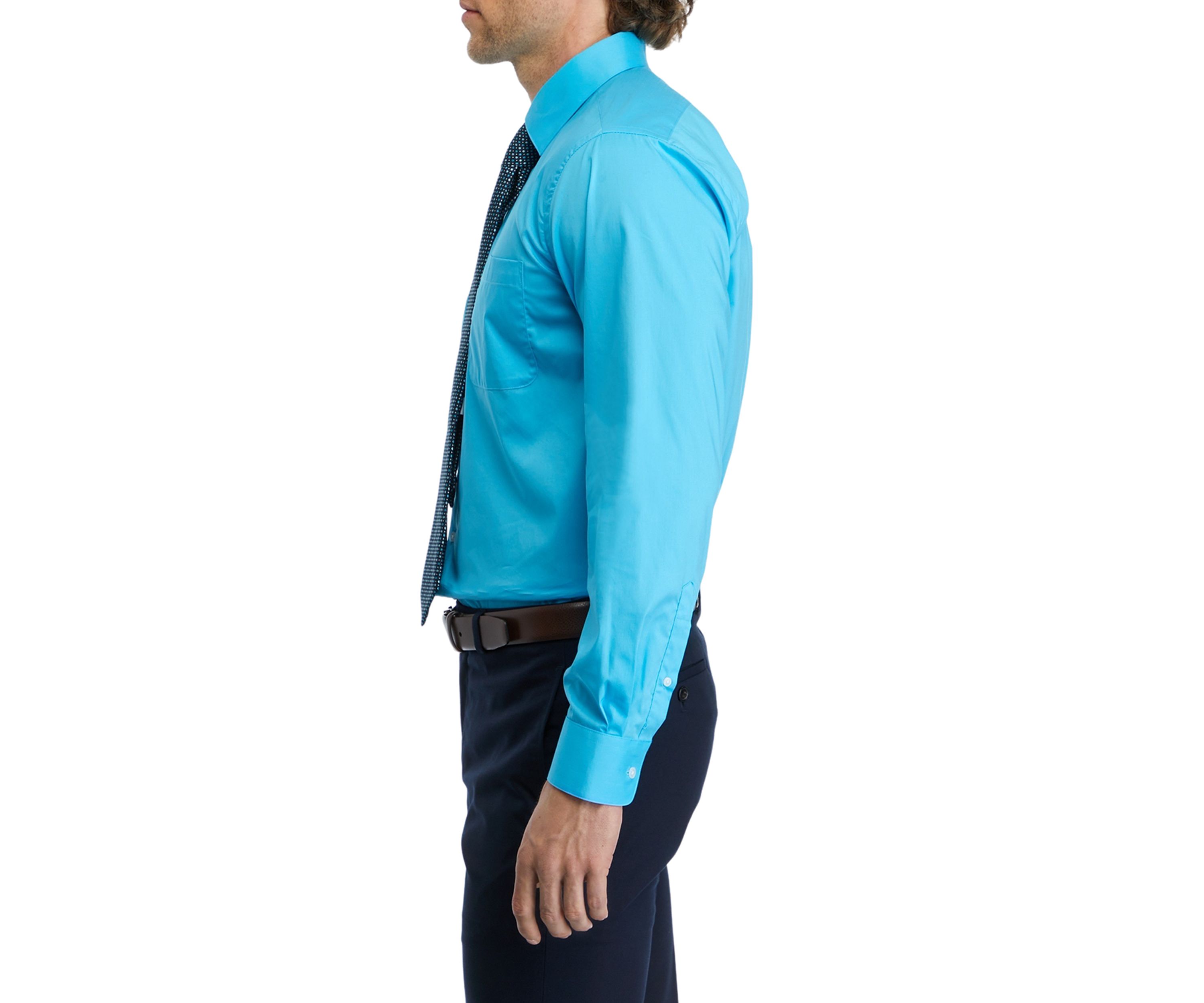 Stretch Solid Dress Shirt and Tie Set
