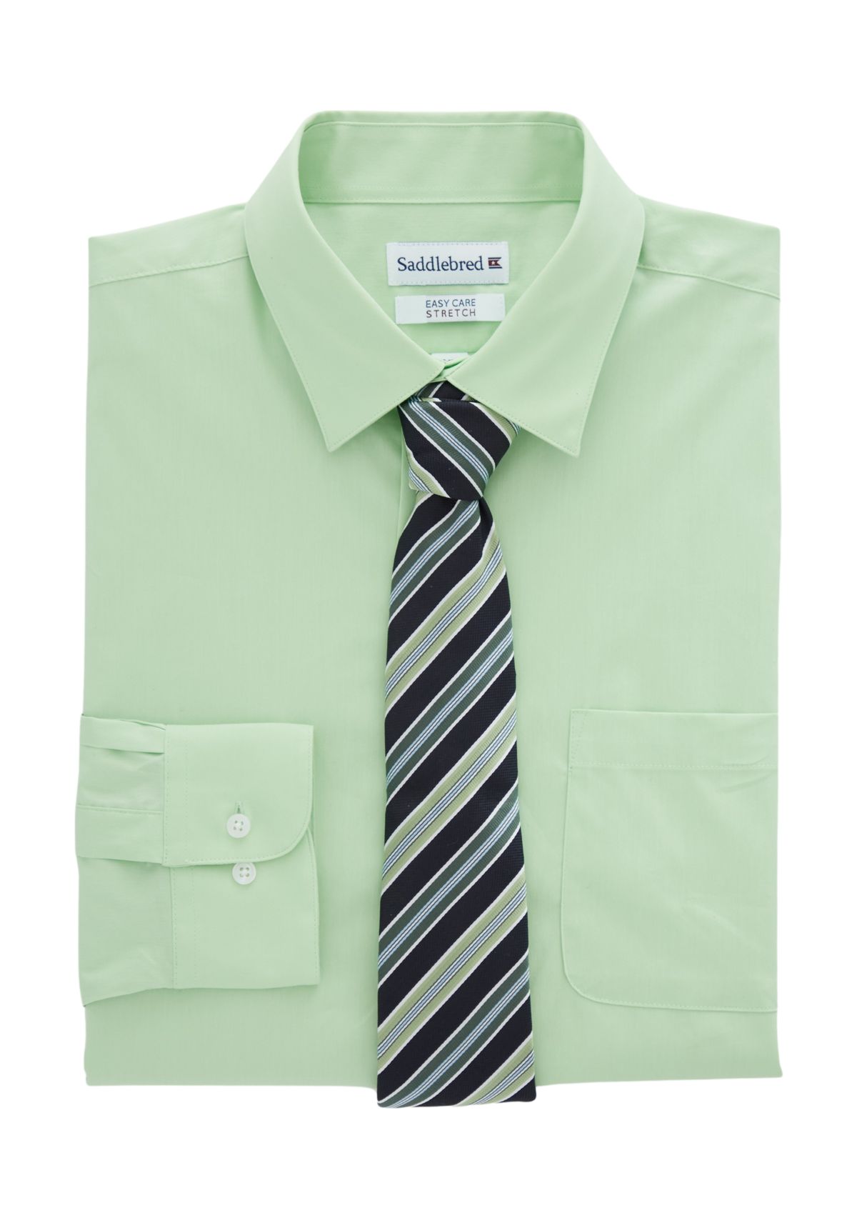 Solid Dress Shirt and Printed Tie Set 