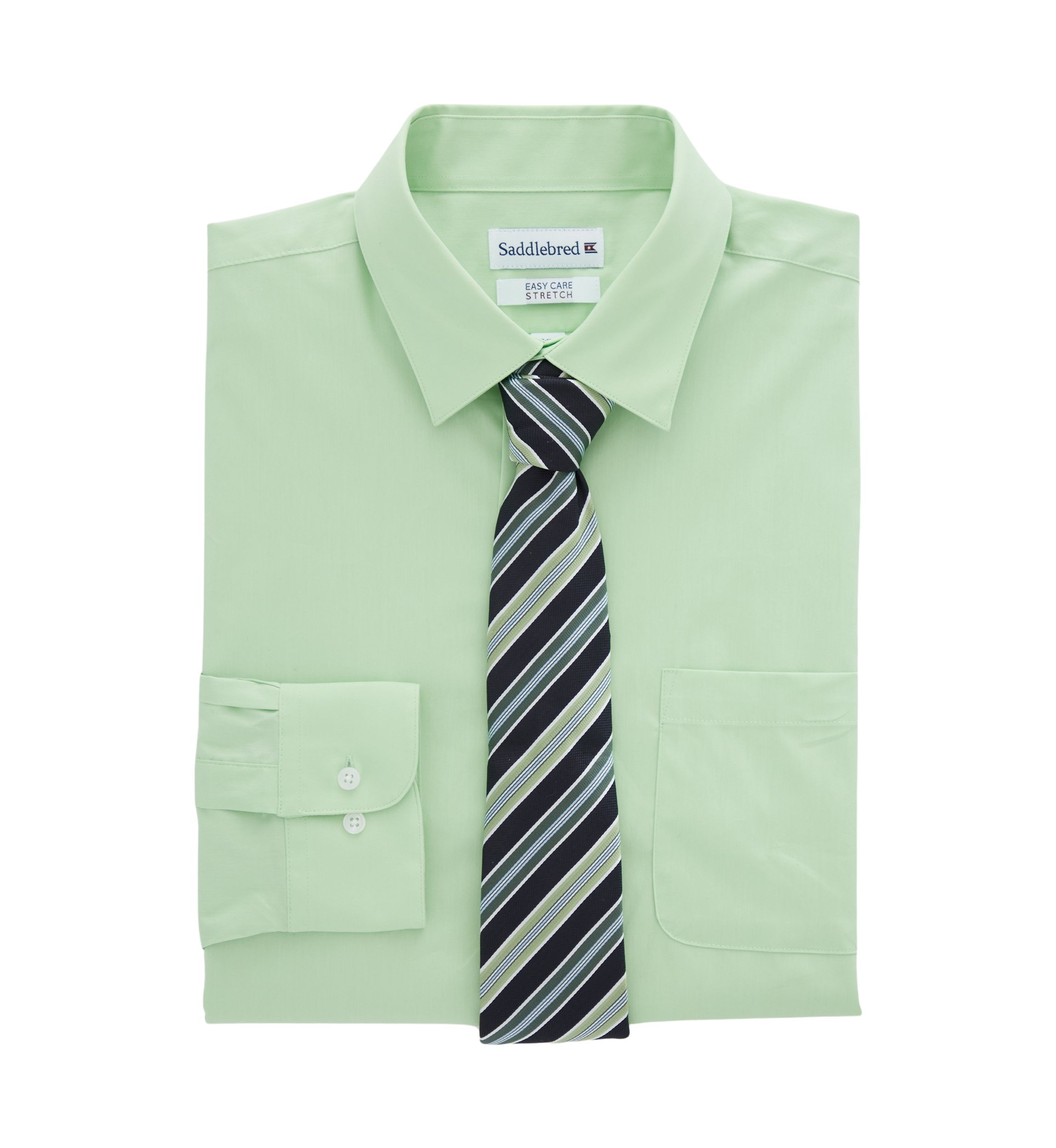 Solid Dress Shirt and Printed Tie Set 