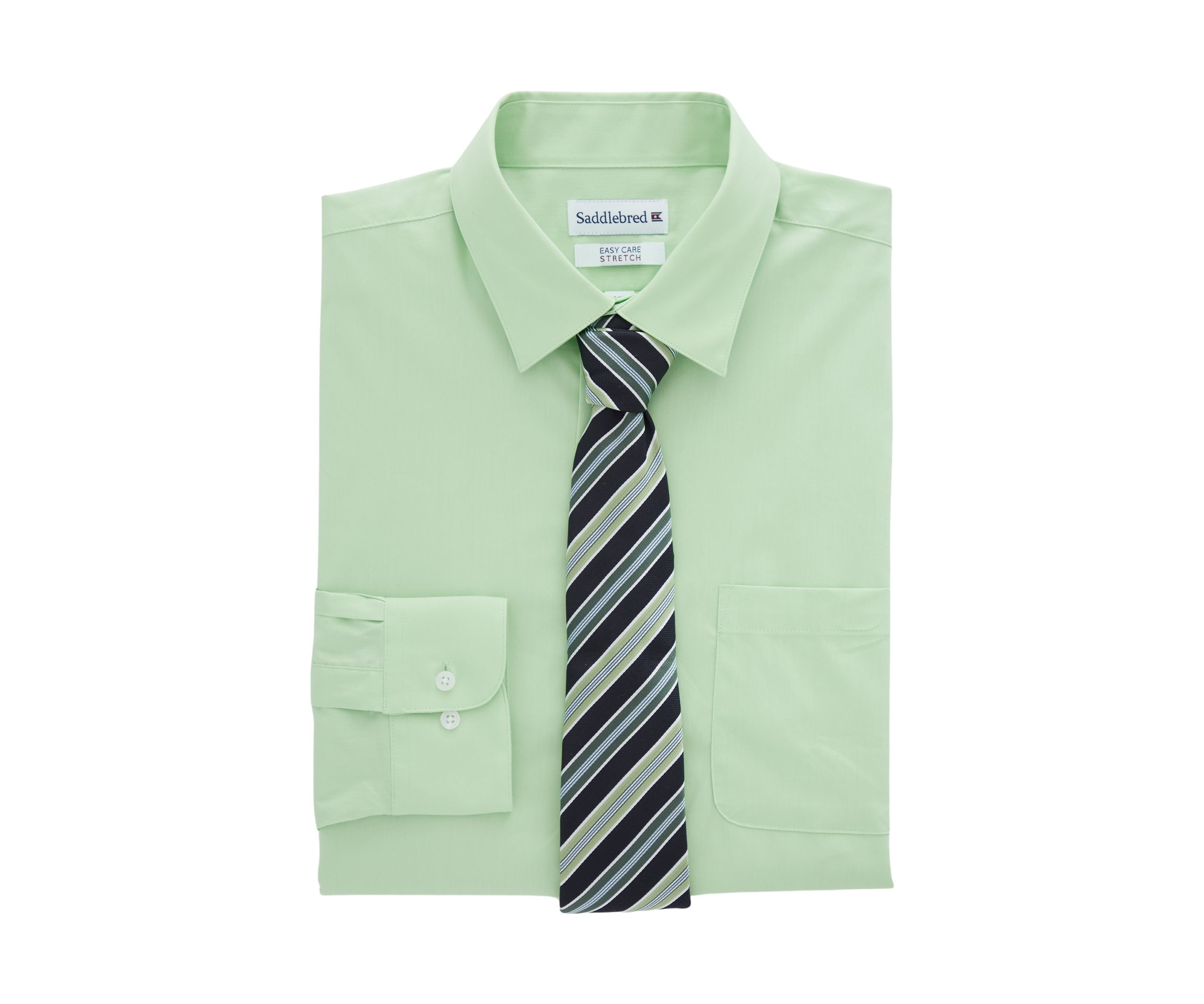 Solid Dress Shirt and Printed Tie Set 