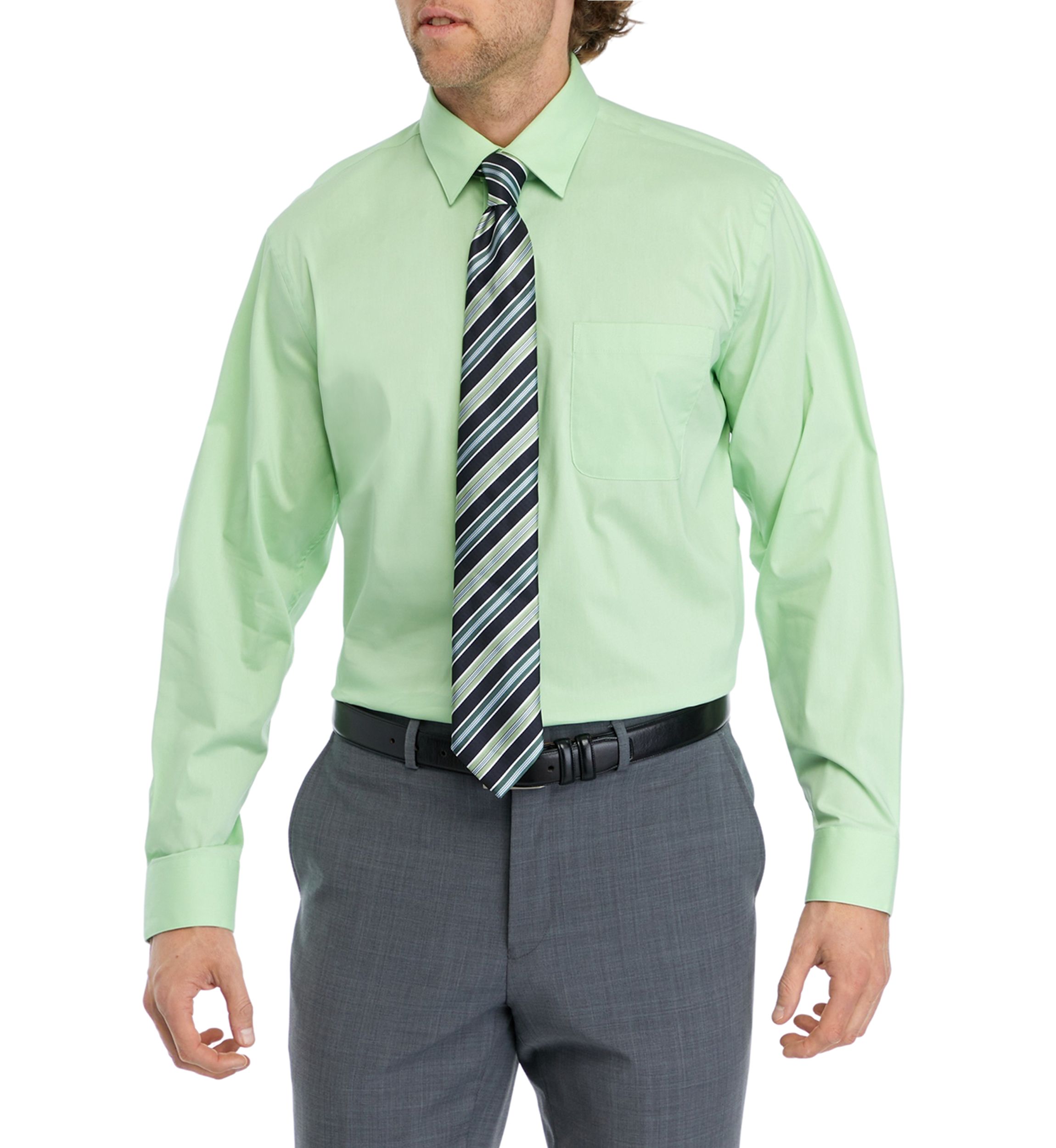 Solid Dress Shirt and Printed Tie Set 