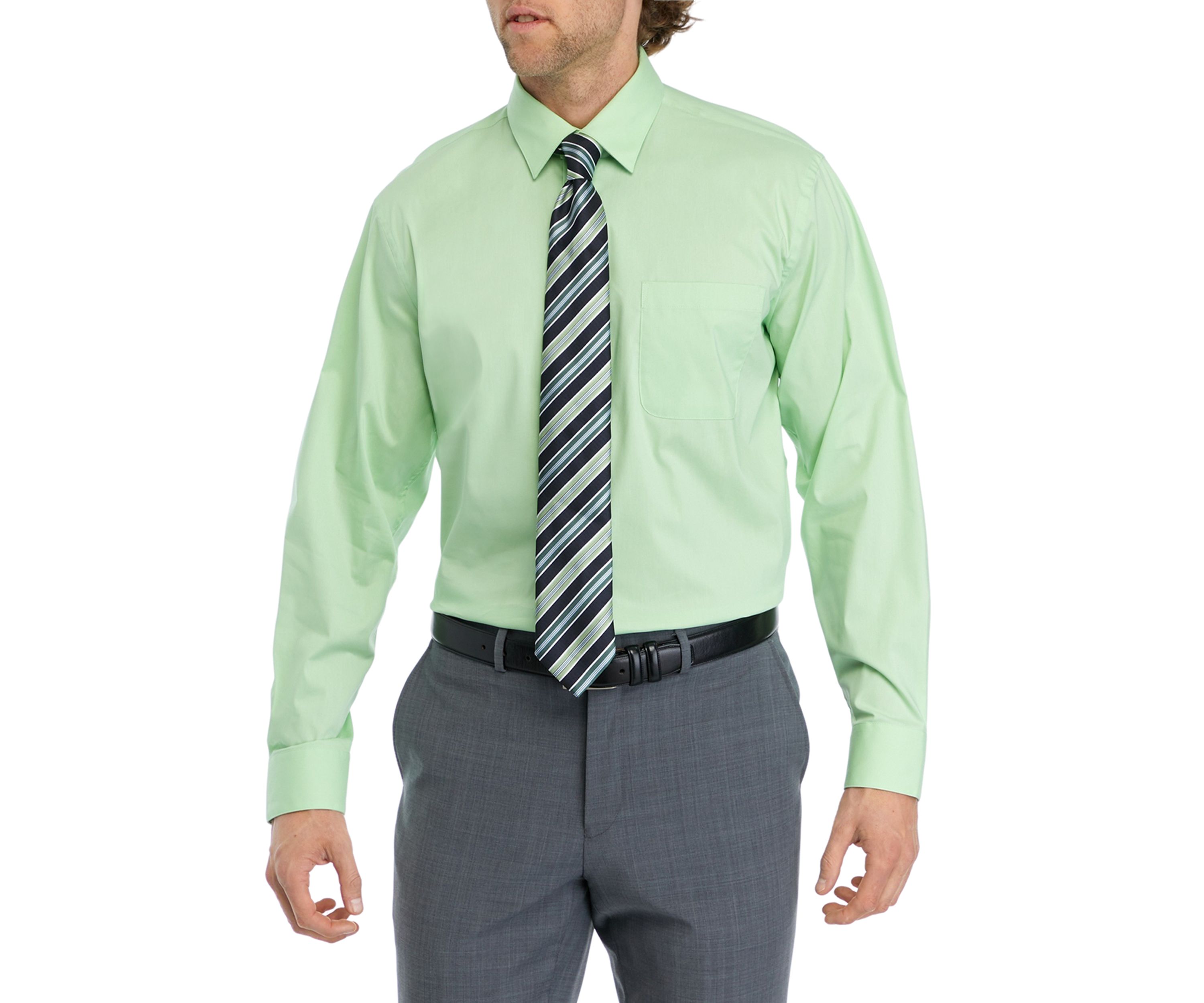 Solid Dress Shirt and Printed Tie Set 