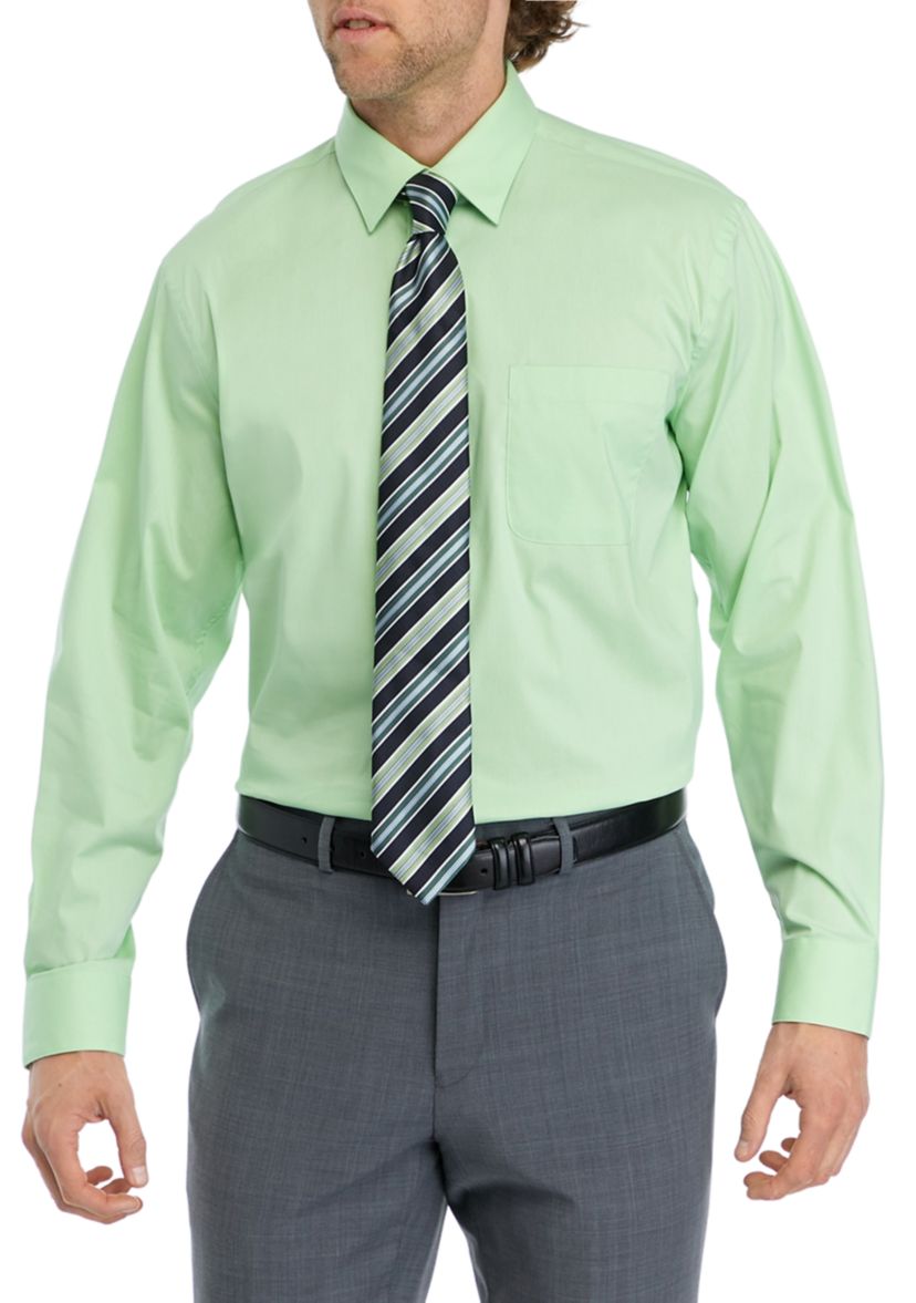 Solid Dress Shirt and Printed Tie Set 