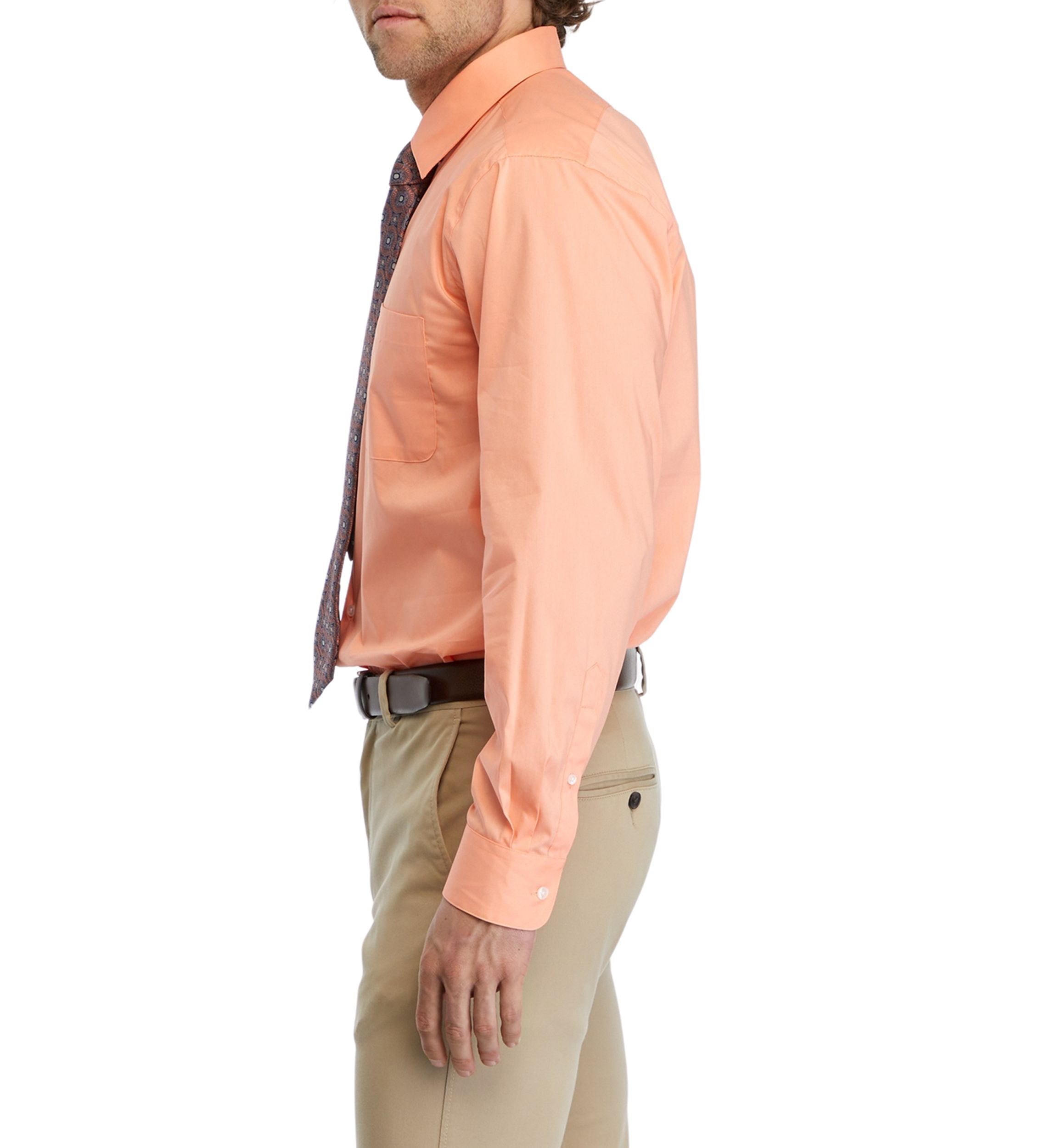 Stretch Solid Dress Shirt and Tie Set
