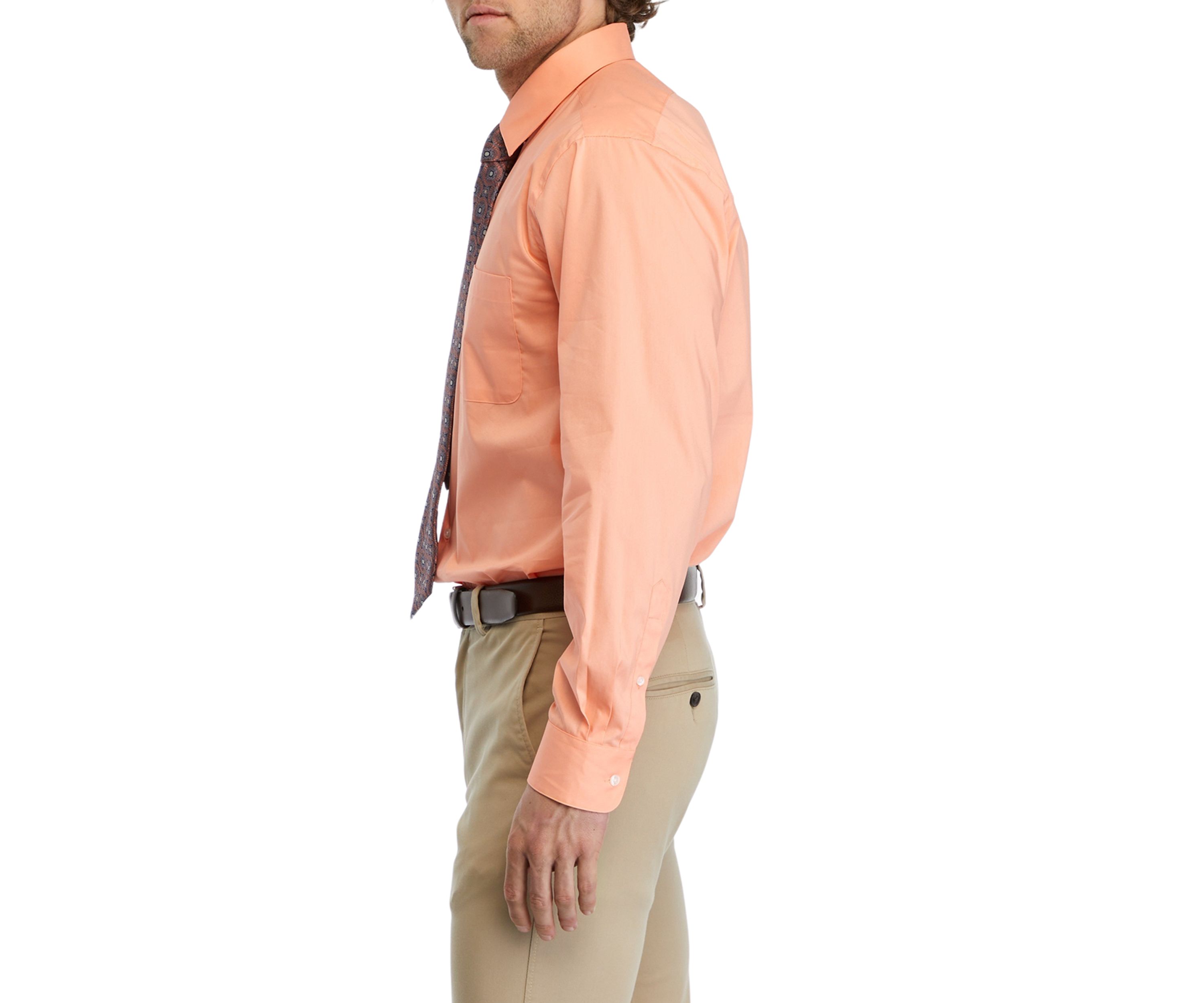 Stretch Solid Dress Shirt and Tie Set