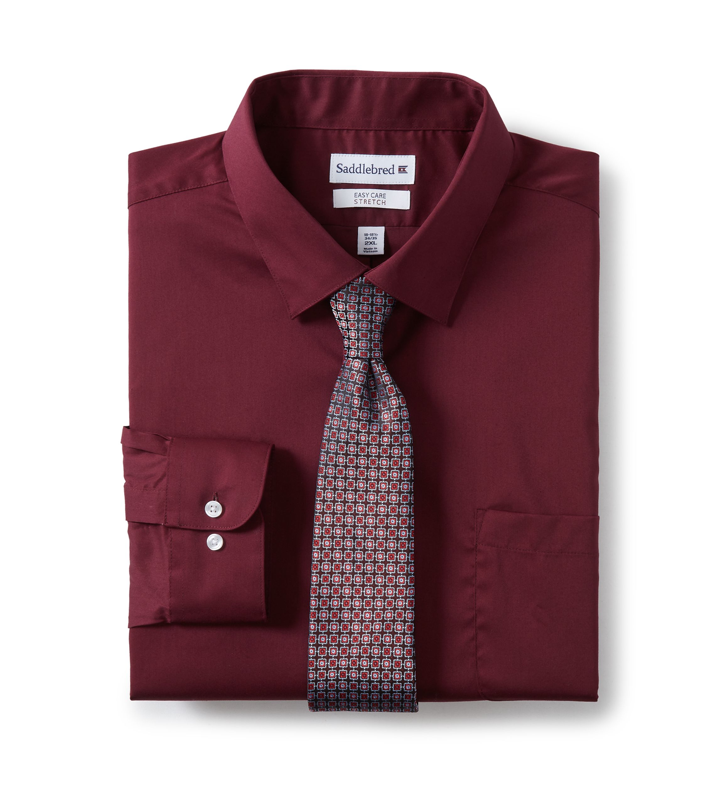 burgundy dress shirt big and tall Wrinkle Free Cotton Stretch Burgundy Dress Shirt (Item cc71) main image 1