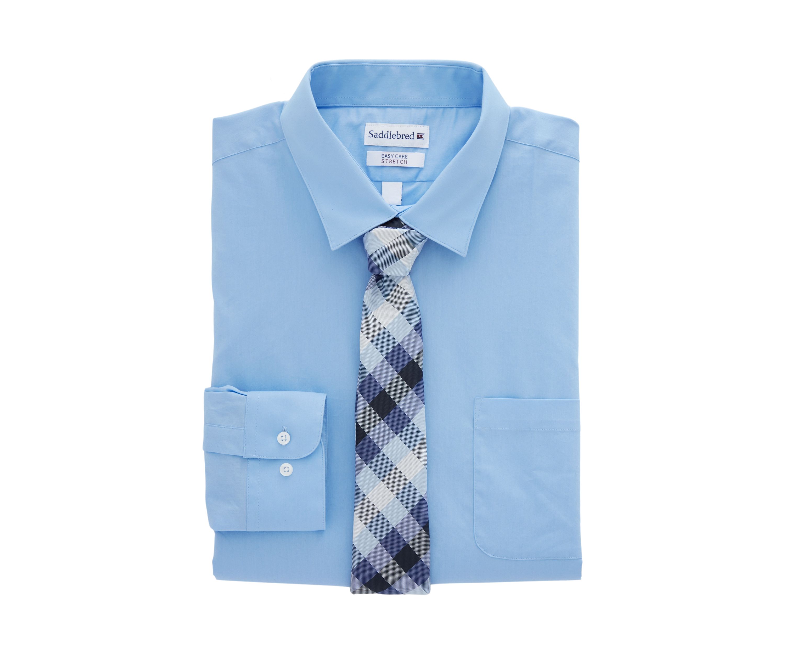 Big & Tall Dress Shirt and Printed Tie Set 