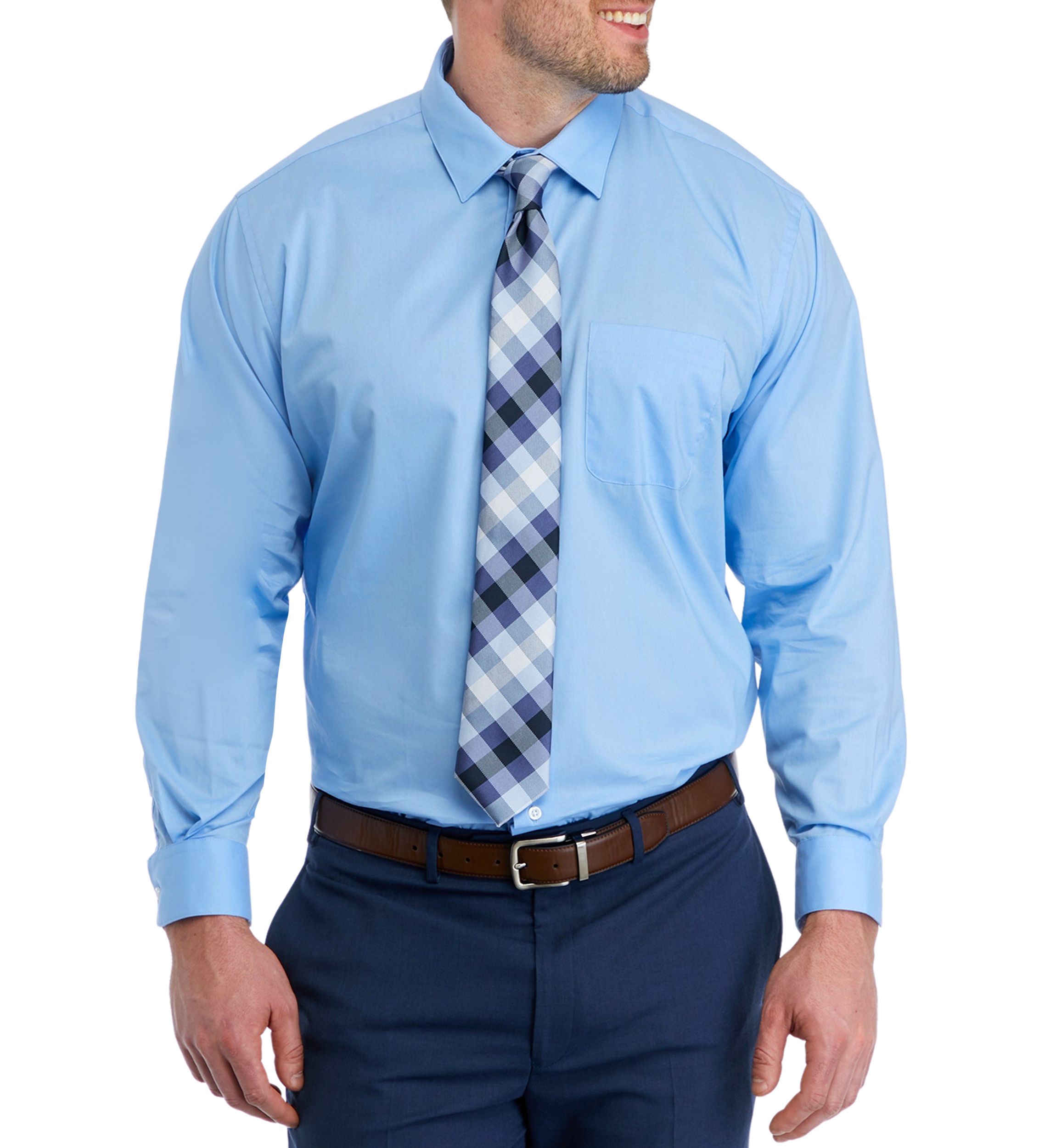 Big & Tall Dress Shirt and Printed Tie Set 