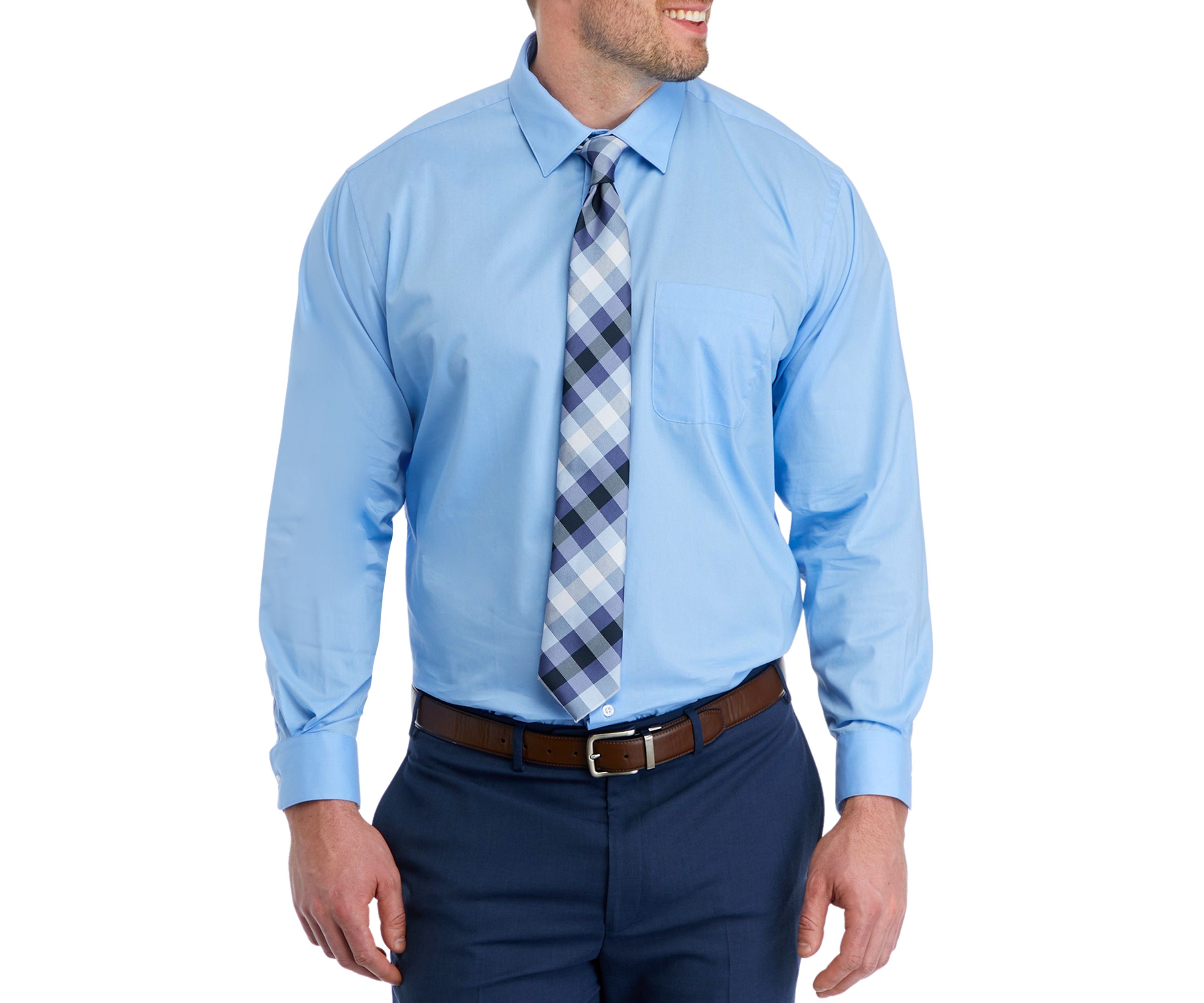Big & Tall Dress Shirt and Printed Tie Set 