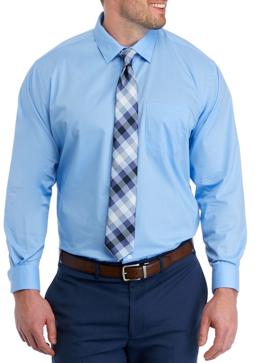 Big & Tall Dress Shirt and Printed Tie Set 