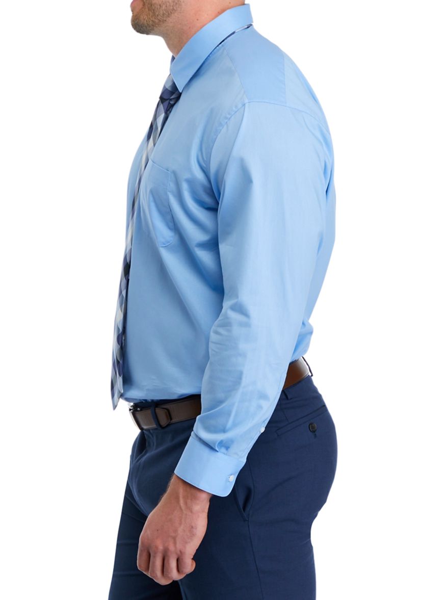 Big & Tall Dress Shirt and Printed Tie Set 
