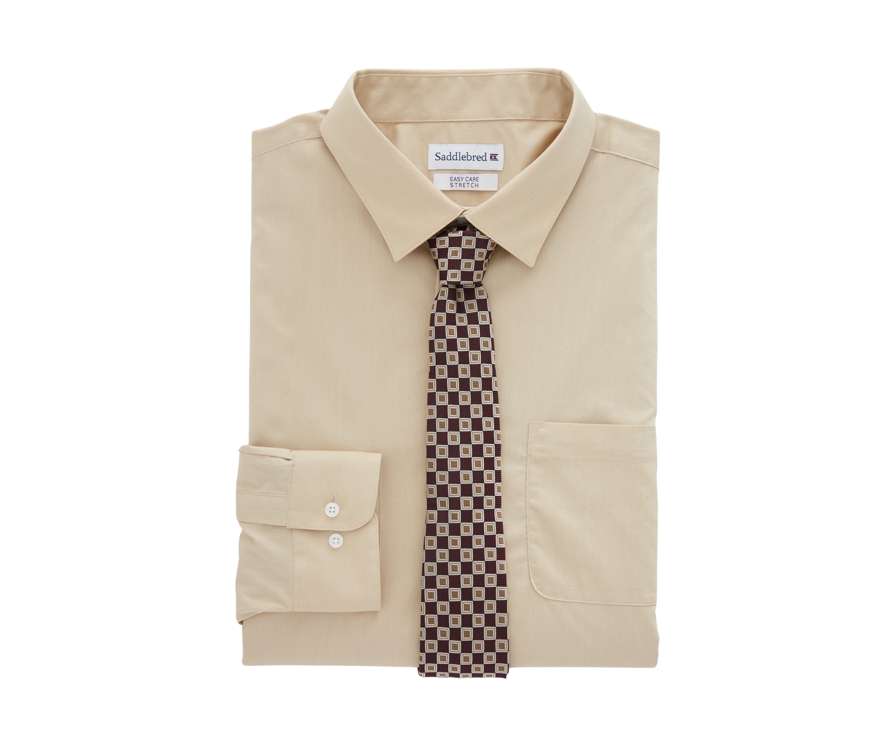 Big & Tall Dress Shirt and Printed Tie Set 