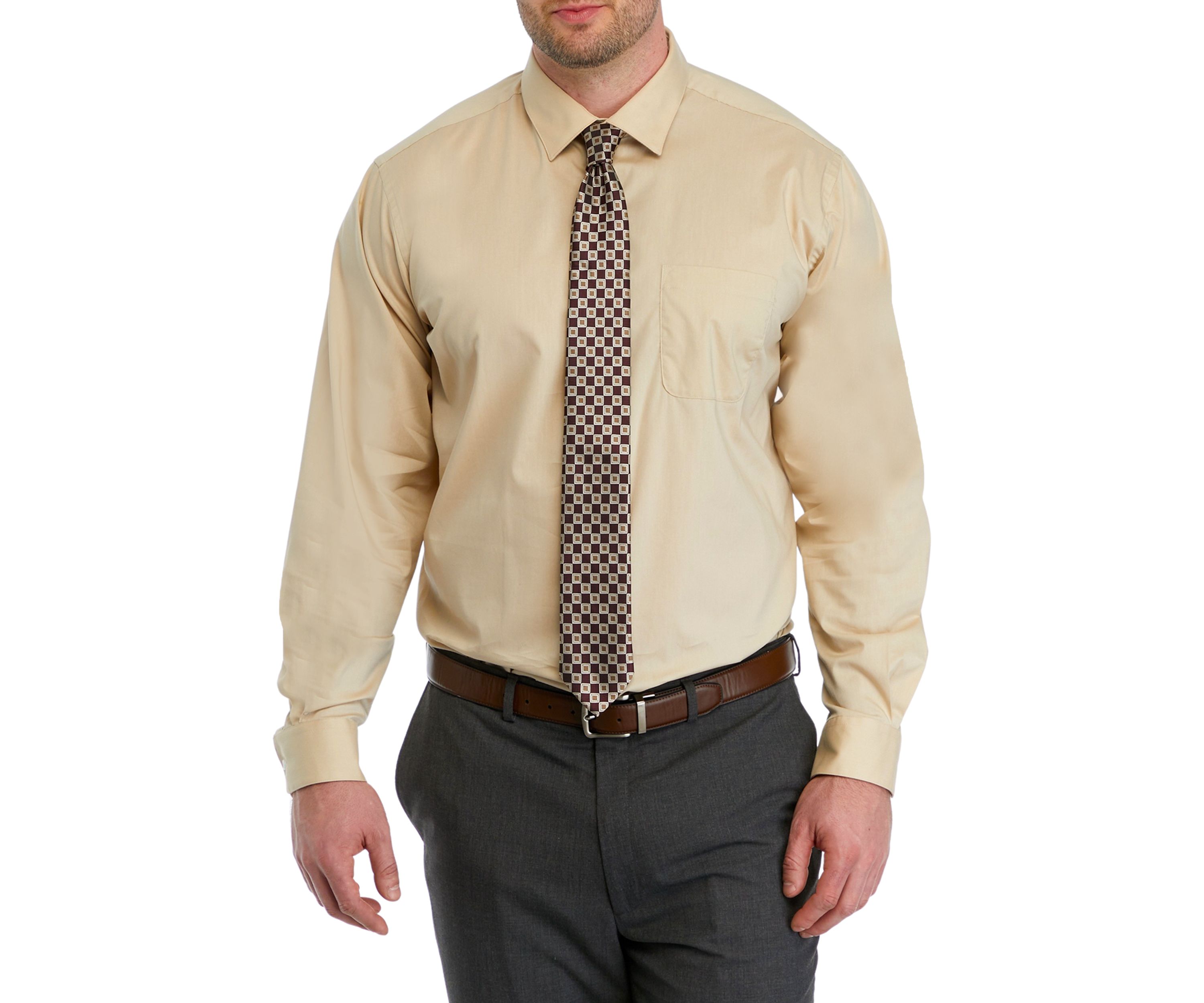 Big & Tall Dress Shirt and Printed Tie Set 