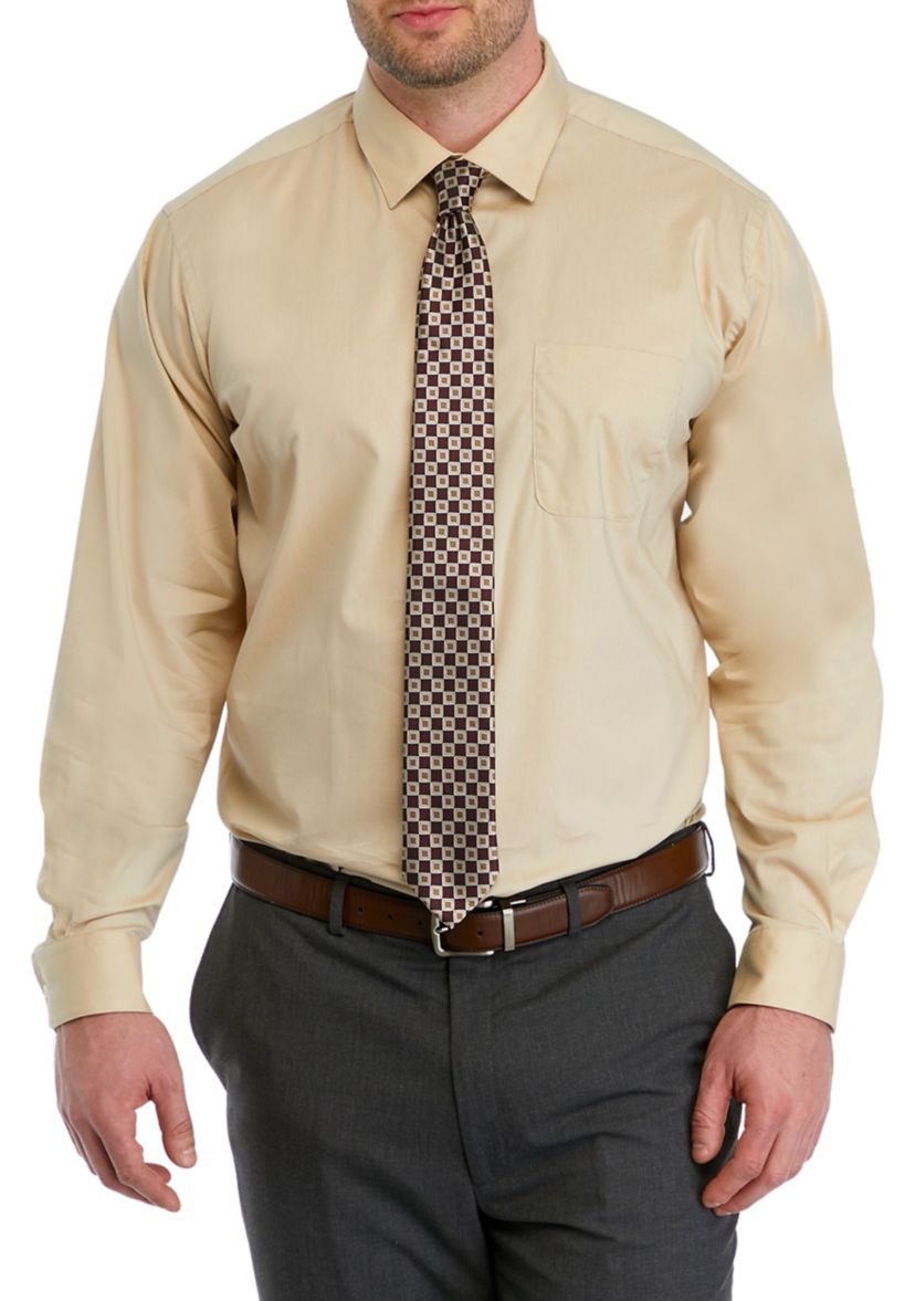 Big & Tall Dress Shirt and Printed Tie Set 