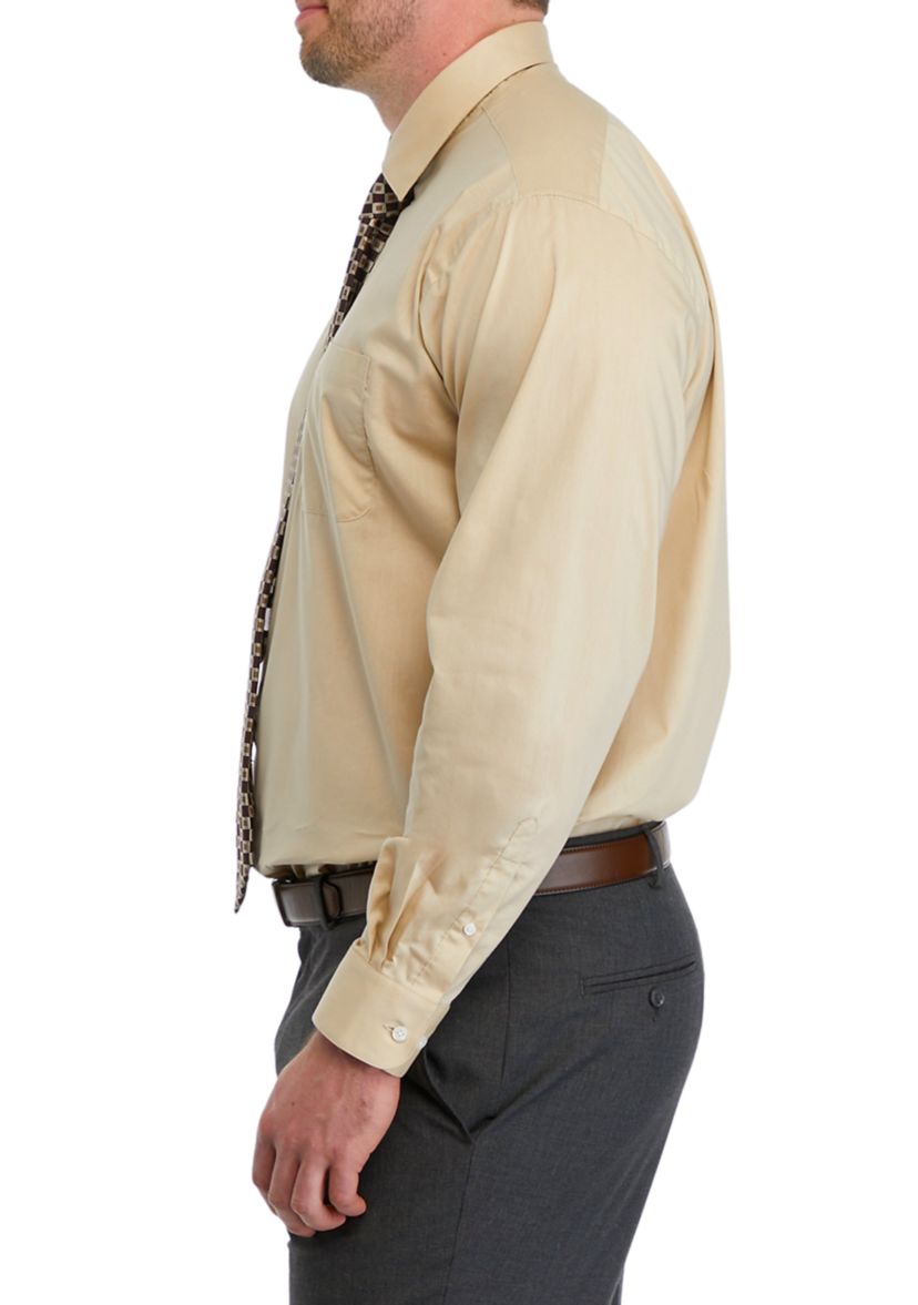 Big & Tall Dress Shirt and Printed Tie Set 