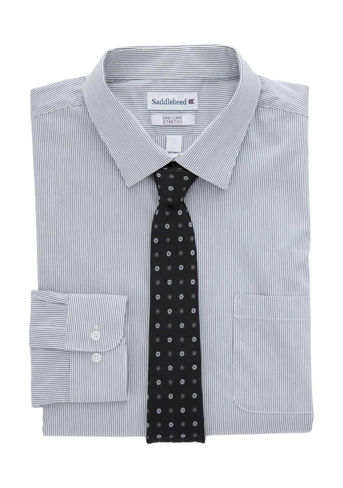 Big & Tall Dress Shirt and Printed Tie Set