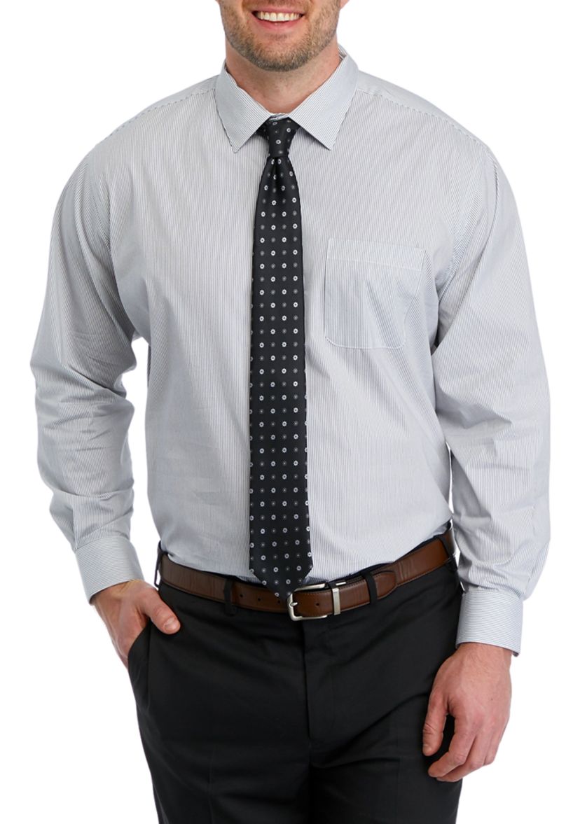 Big & Tall Dress Shirt and Printed Tie Set