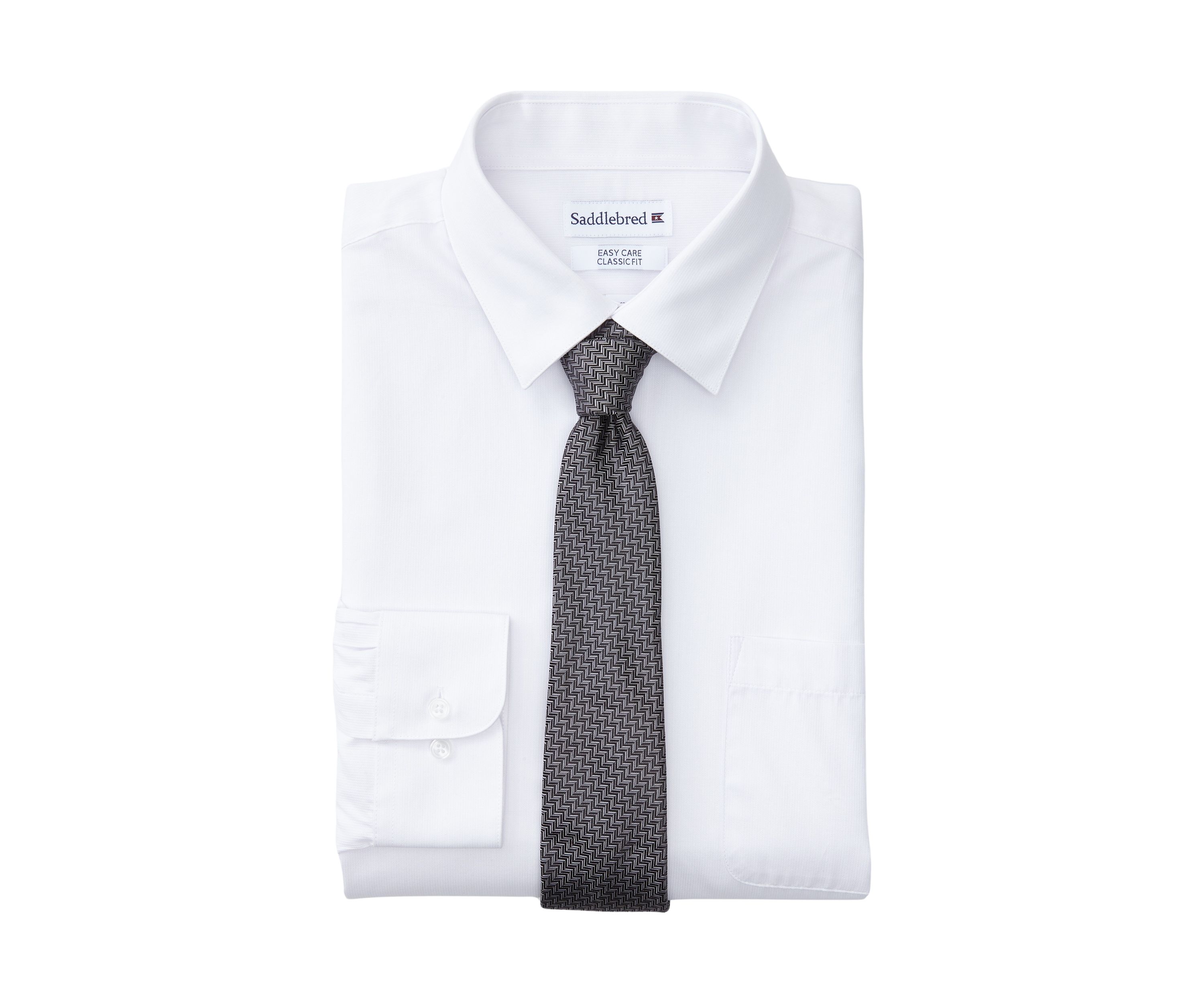 Stretch Solid Dress Shirt with Tie